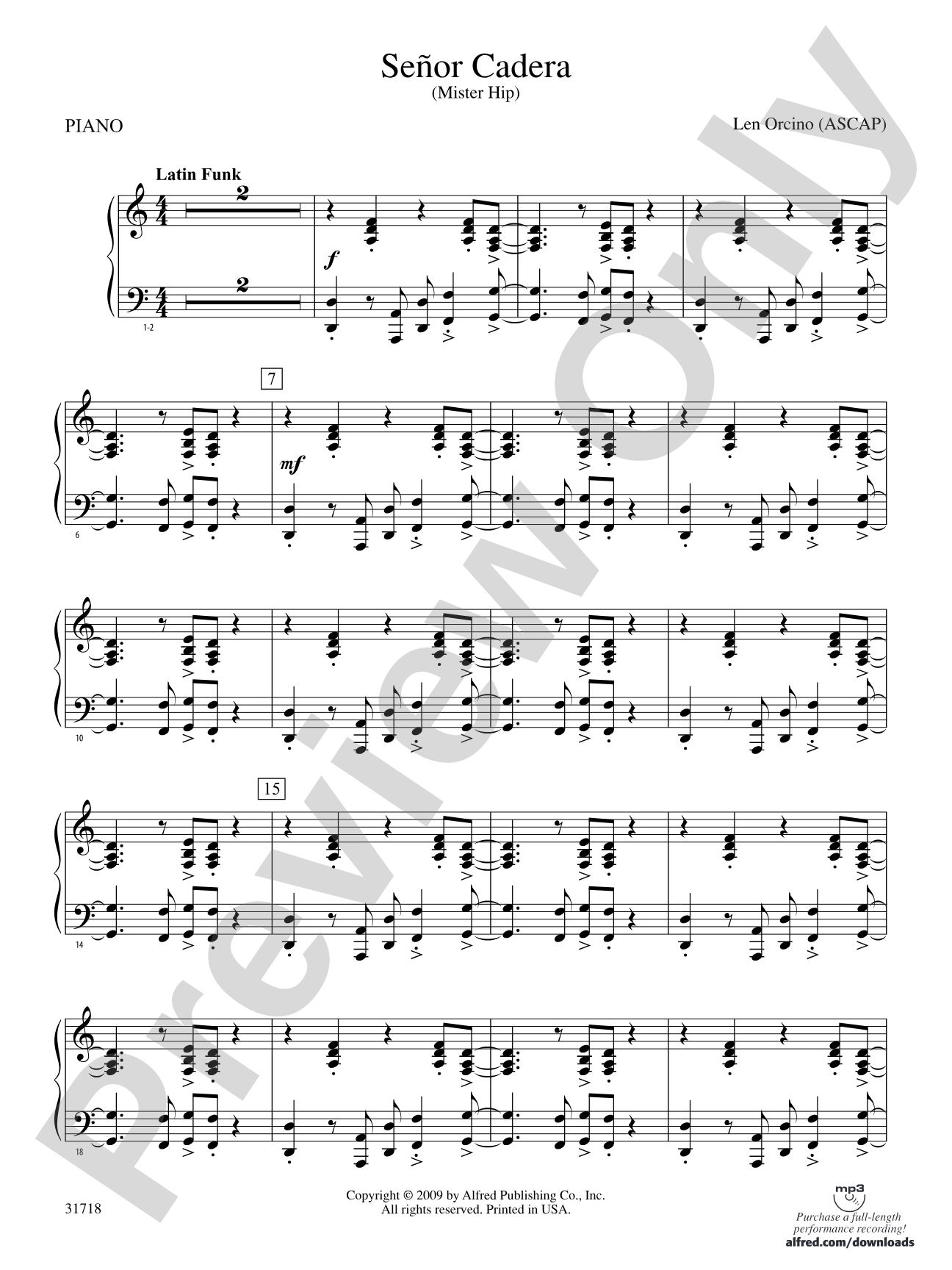 Señor Cadera (Mister Hip): Piano Accompaniment