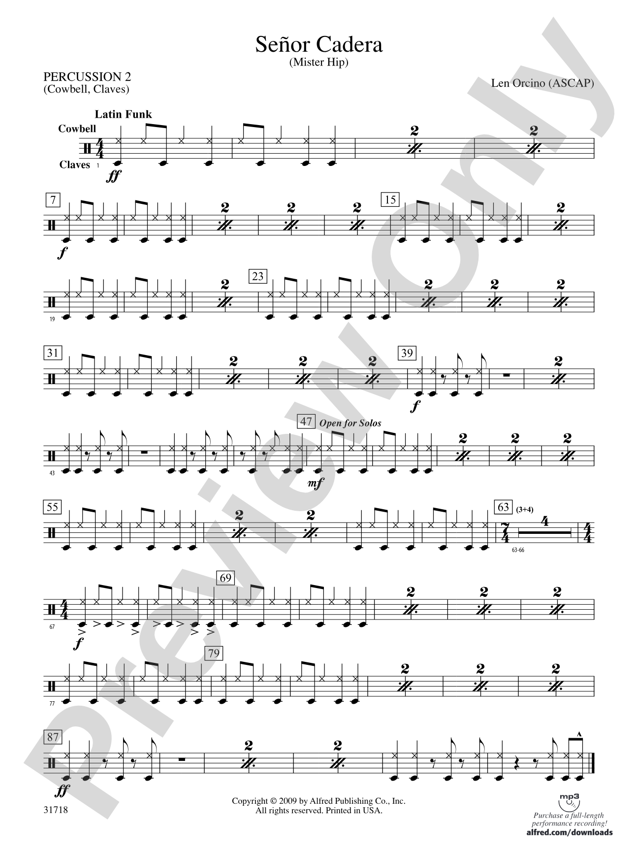 Señor Cadera (Mister Hip): 2nd Percussion