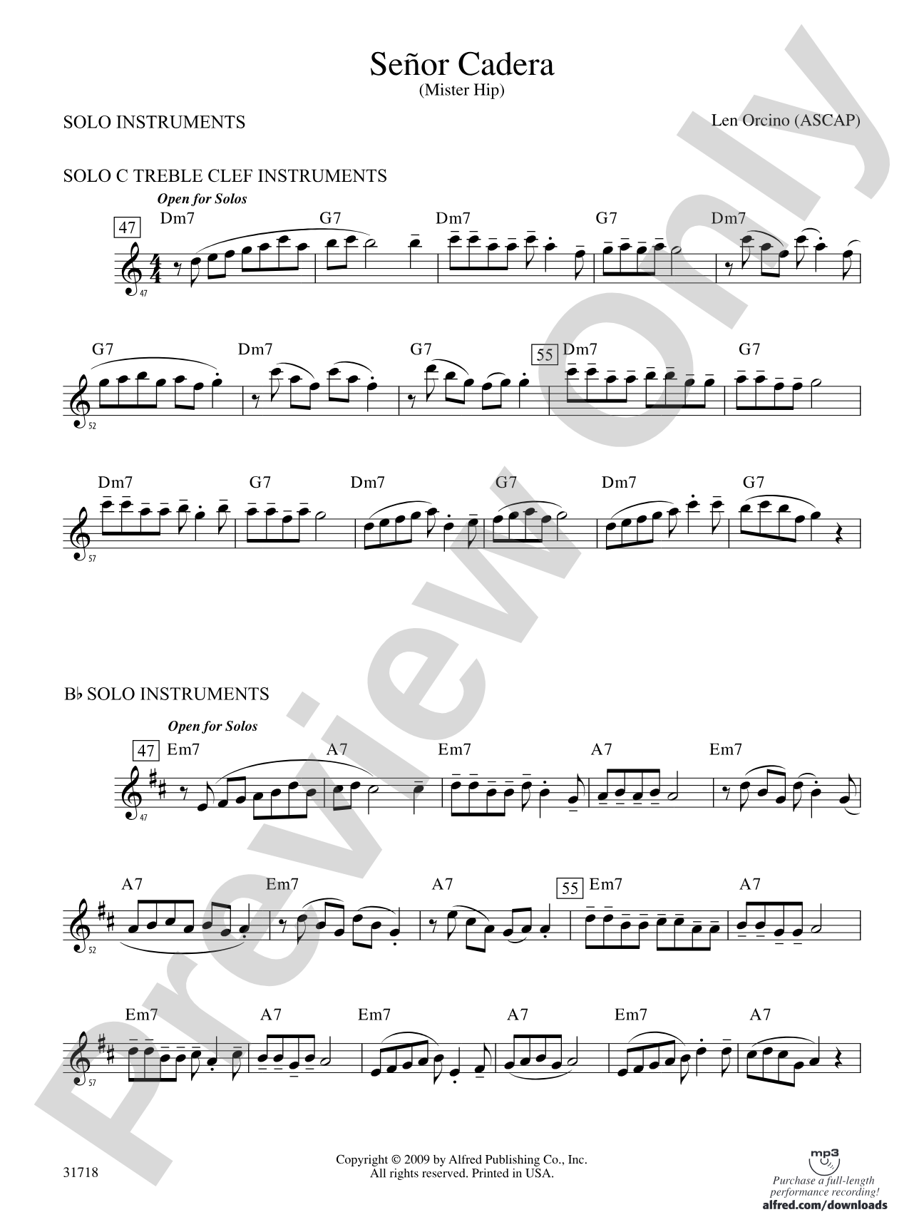 Señor Cadera (Mister Hip): Solo C Instruments (Treble Clef)