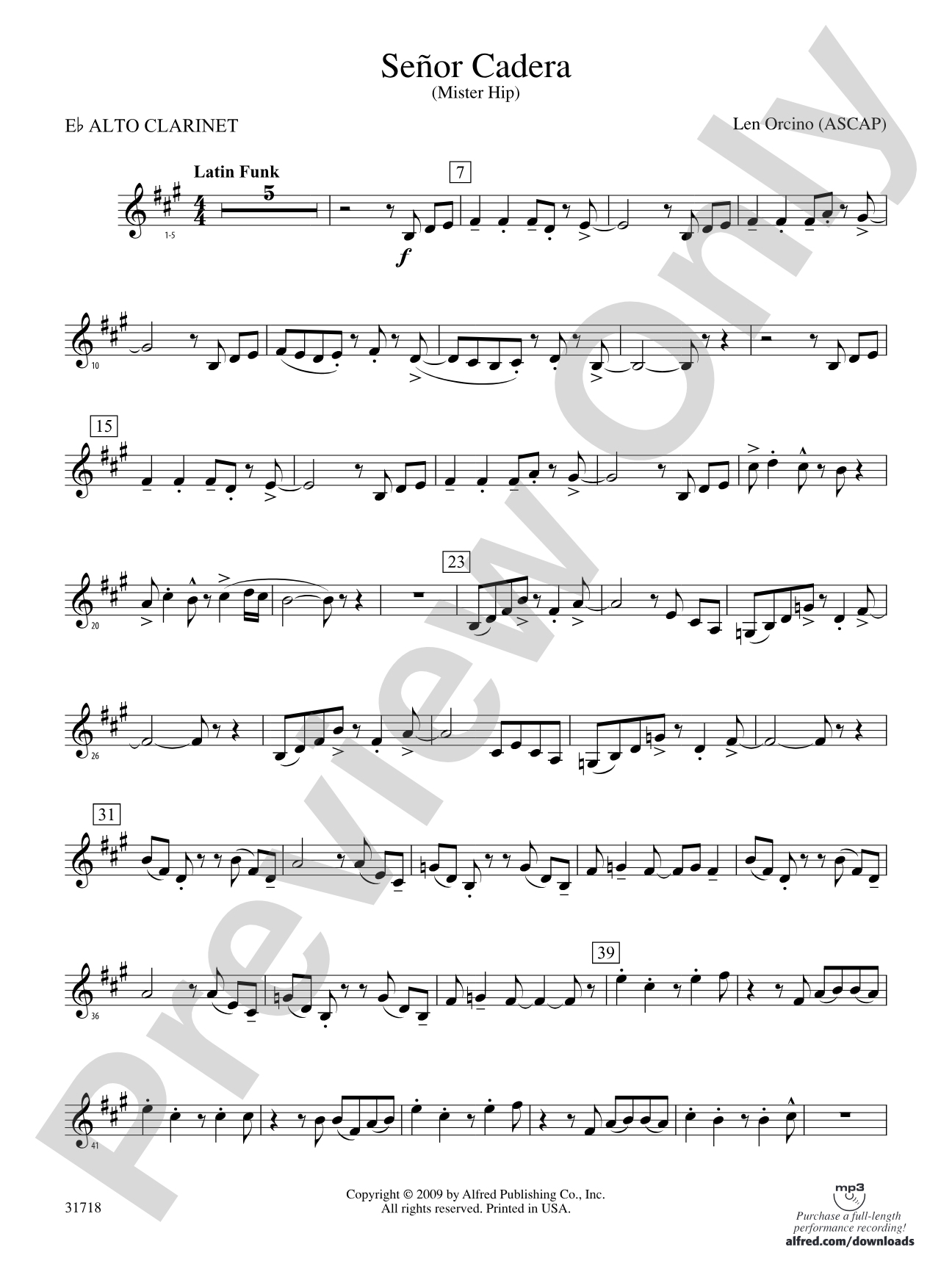 Señor Cadera (Mister Hip): (wp) E-flat Alto Clarinet