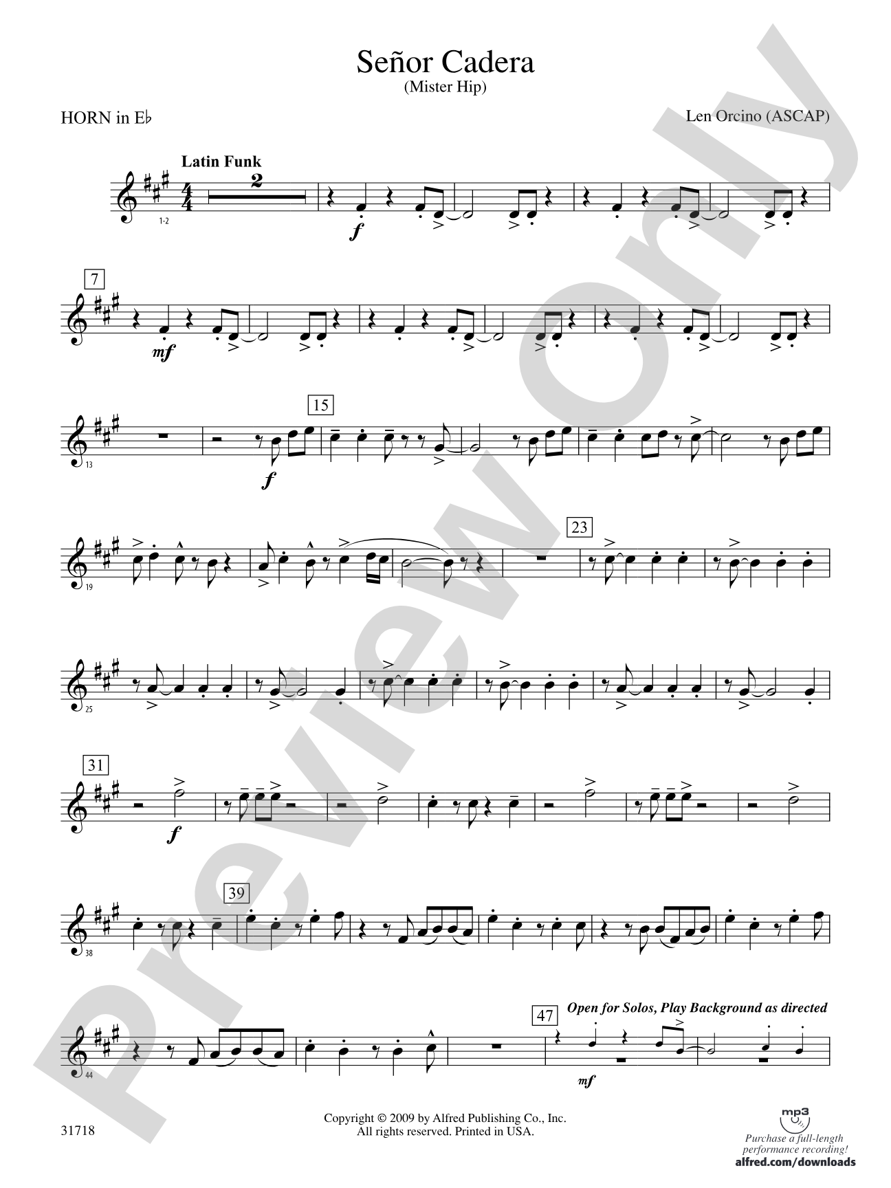 Señor Cadera (Mister Hip): (wp) 1st Horn in E-flat