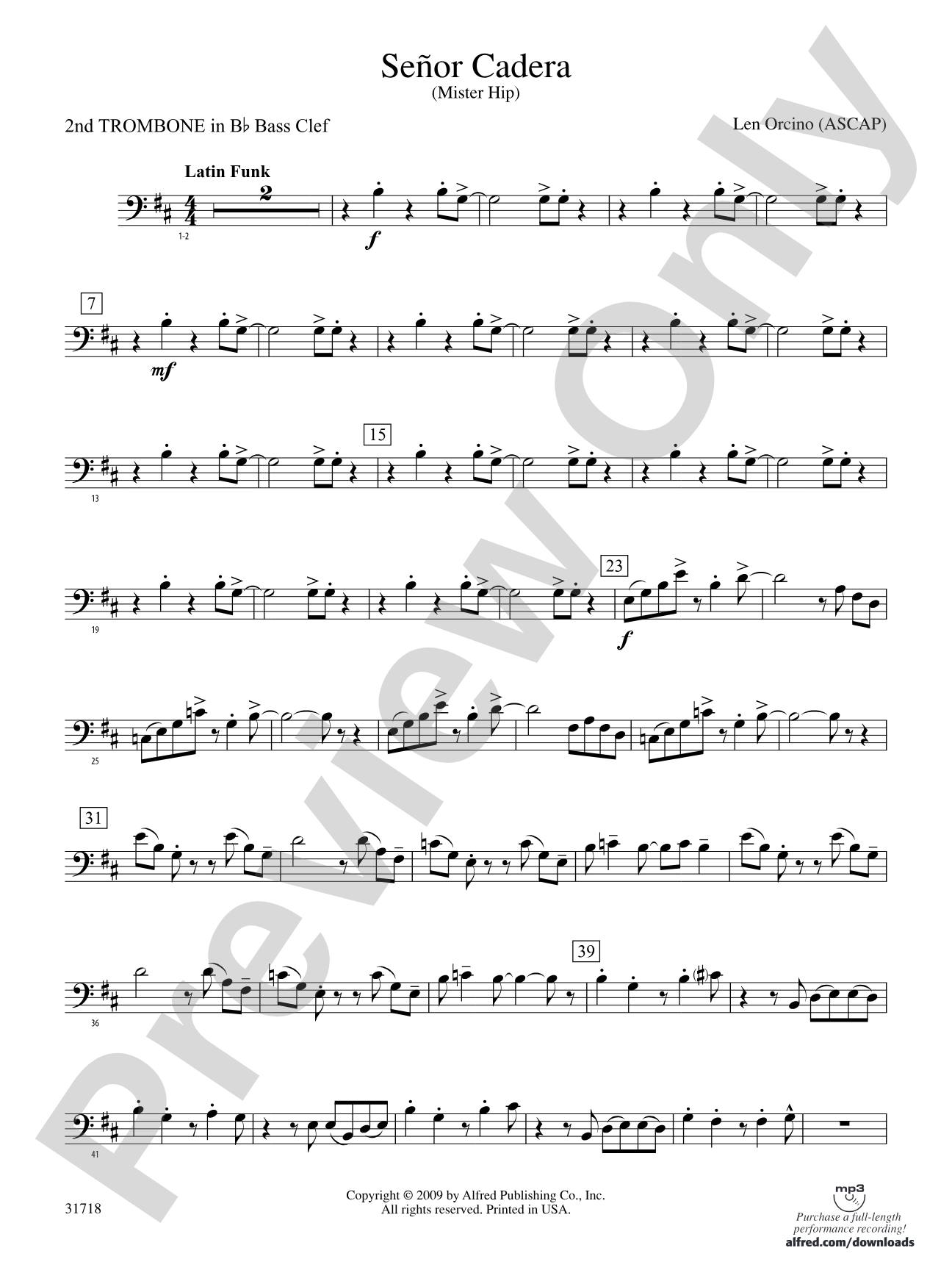 Señor Cadera (Mister Hip): (wp) 2nd B-flat Trombone B.C.