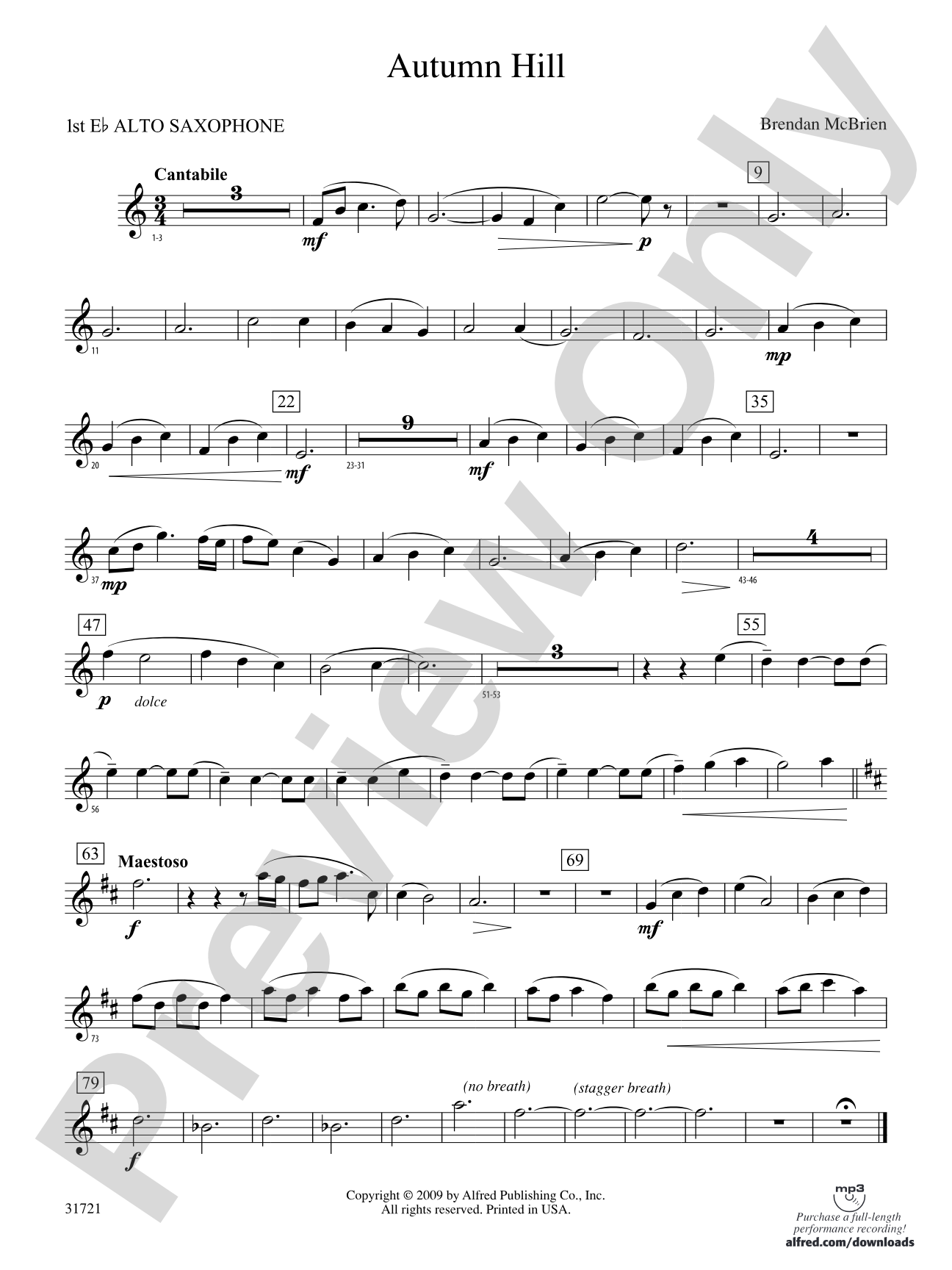 Autumn Hill: E-flat Alto Saxophone