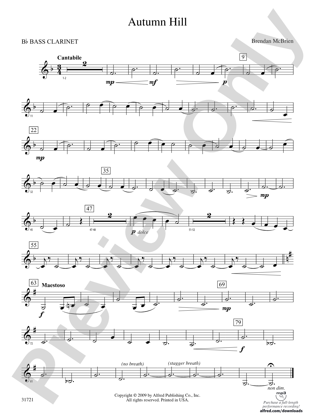 Autumn Hill: B-flat Bass Clarinet