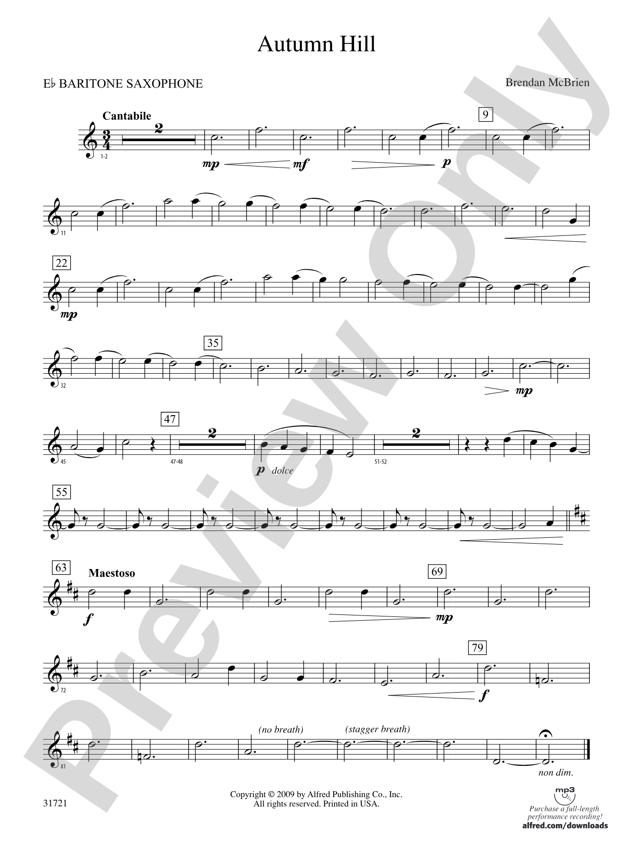 Autumn Hill: E-flat Baritone Saxophone