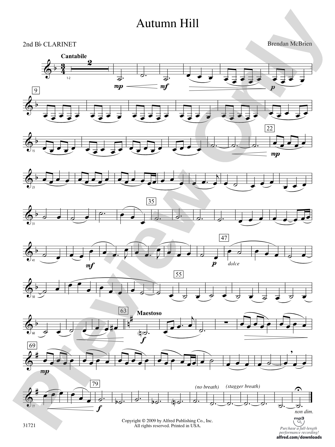 Autumn Hill: 2nd B-flat Clarinet