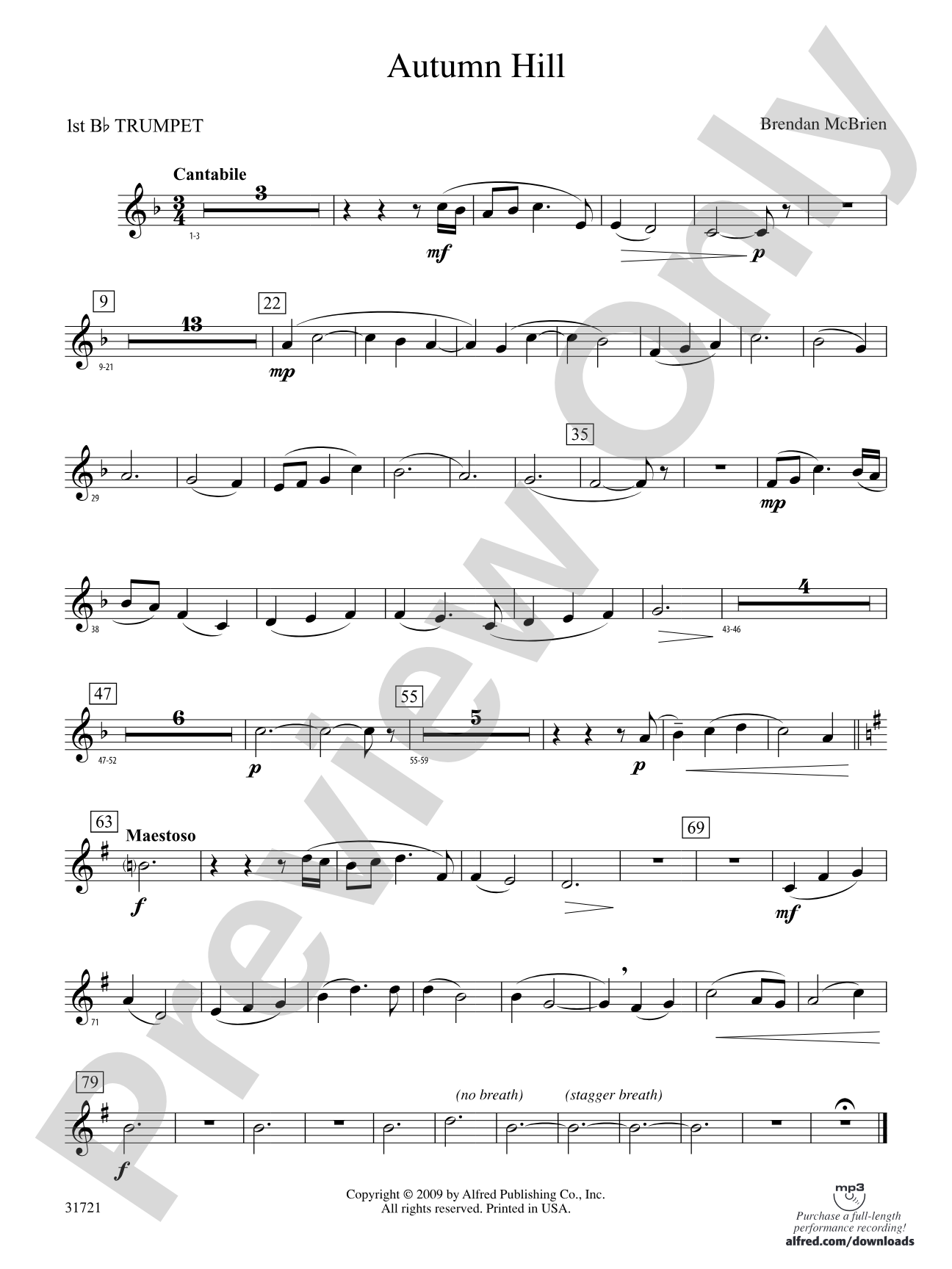 Autumn Hill: 1st B-flat Trumpet
