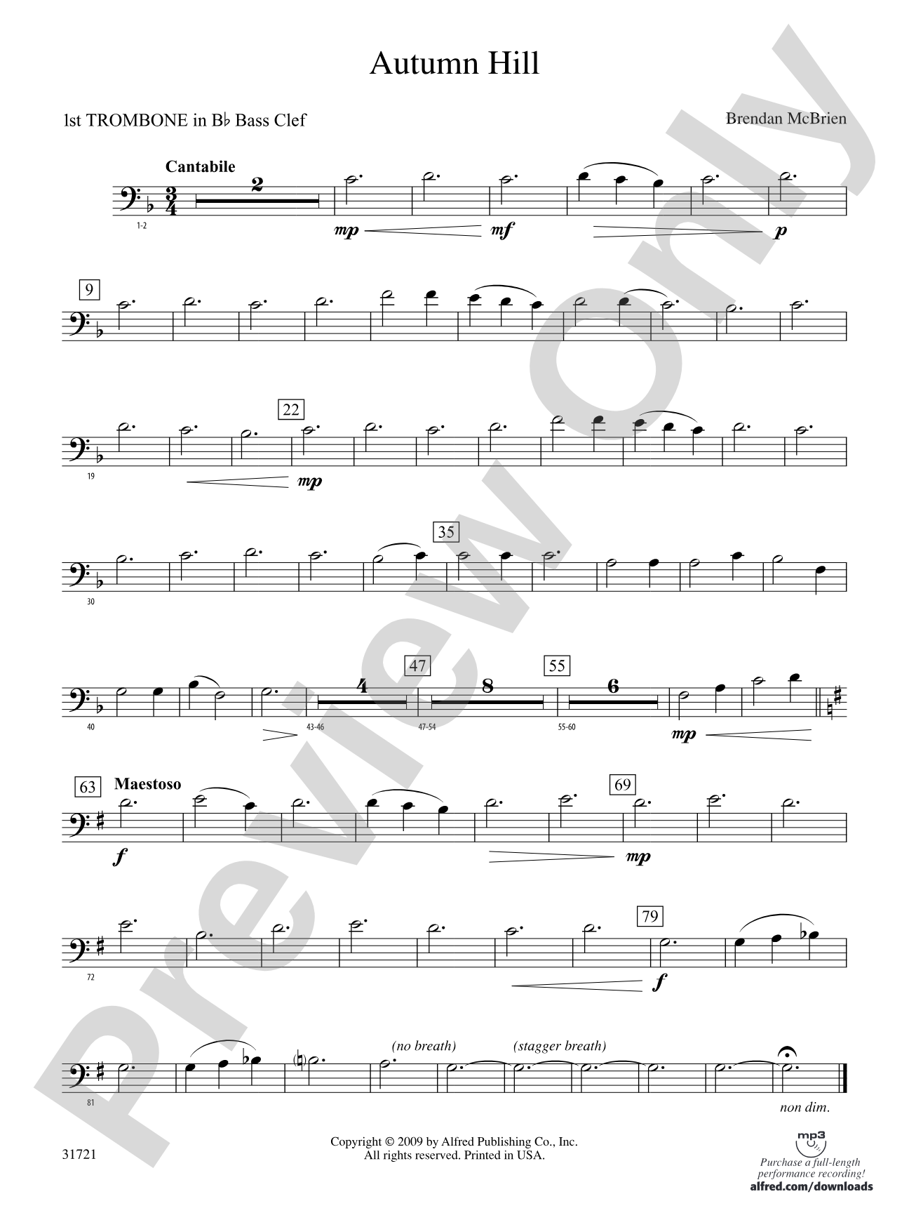 Autumn Hill: (wp) 1st B-flat Trombone B.C.