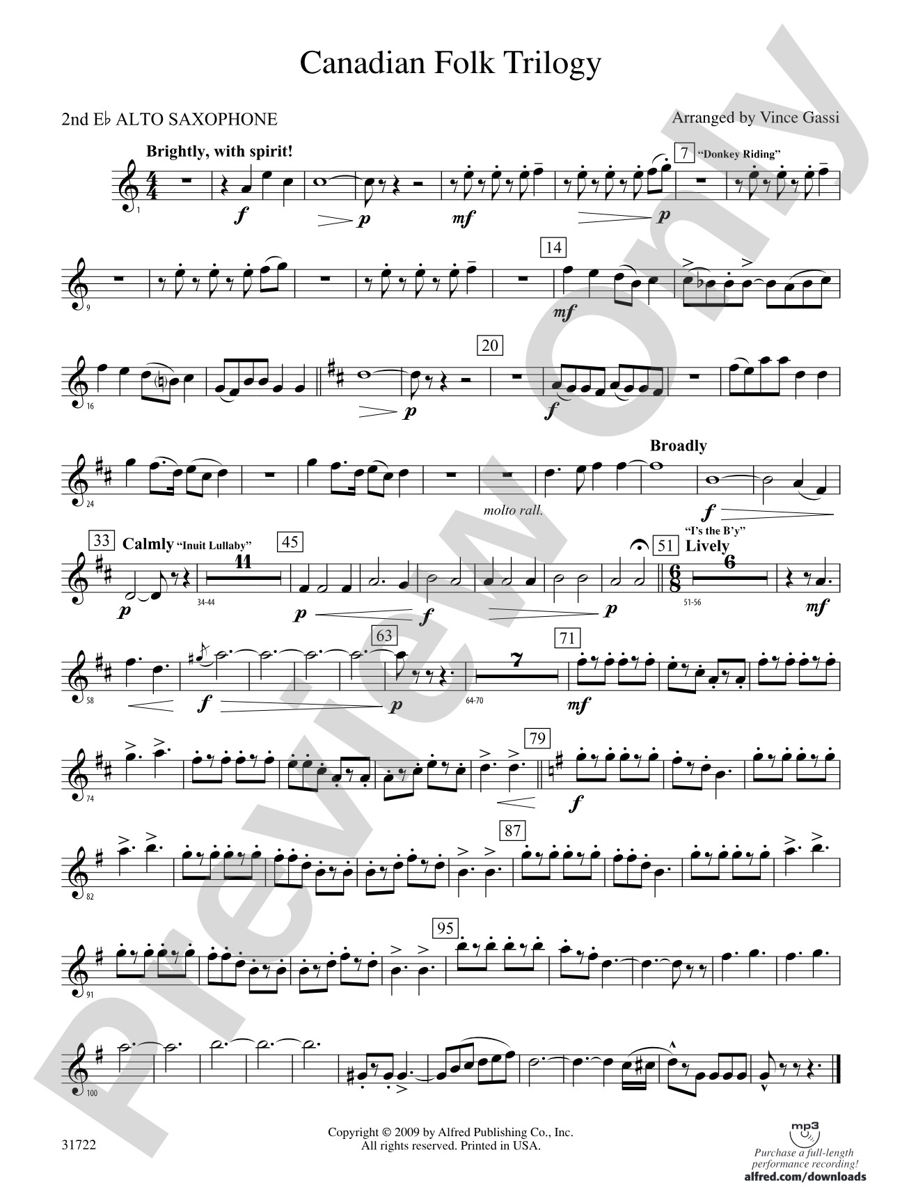 Canadian Folk Trilogy: 2nd E-flat Alto Saxophone