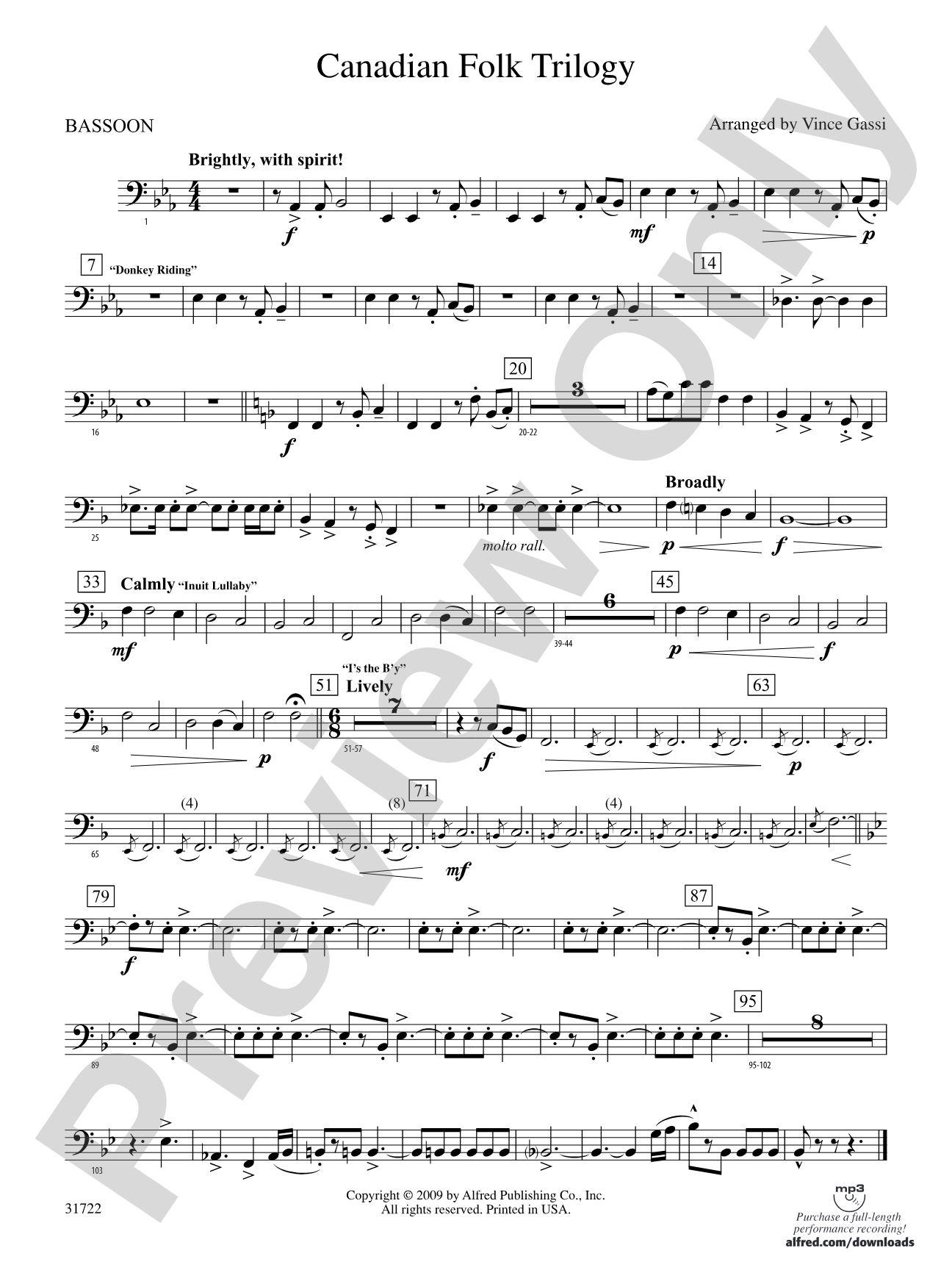 Canadian Folk Trilogy: Bassoon