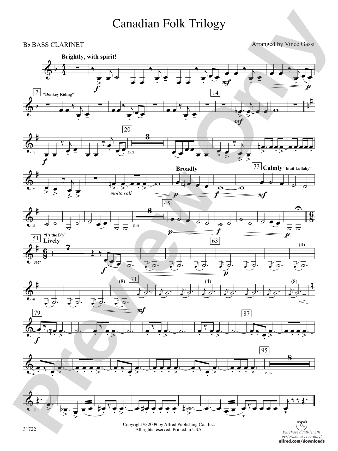 Canadian Folk Trilogy: B-flat Bass Clarinet