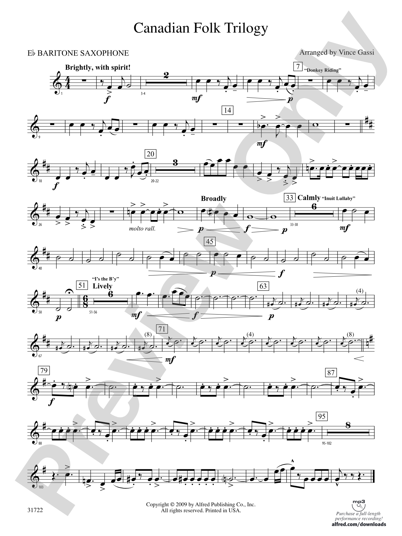 Canadian Folk Trilogy: E-flat Baritone Saxophone