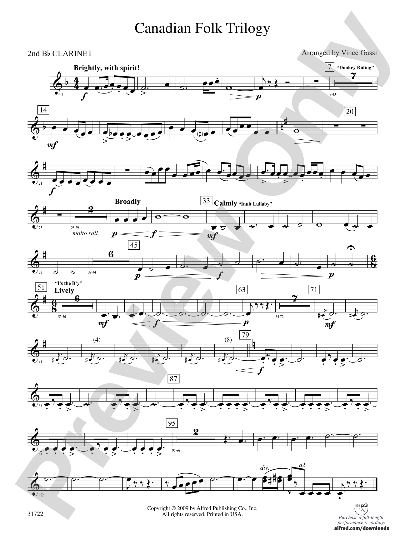 Canadian Folk Trilogy: 2nd B-flat Clarinet