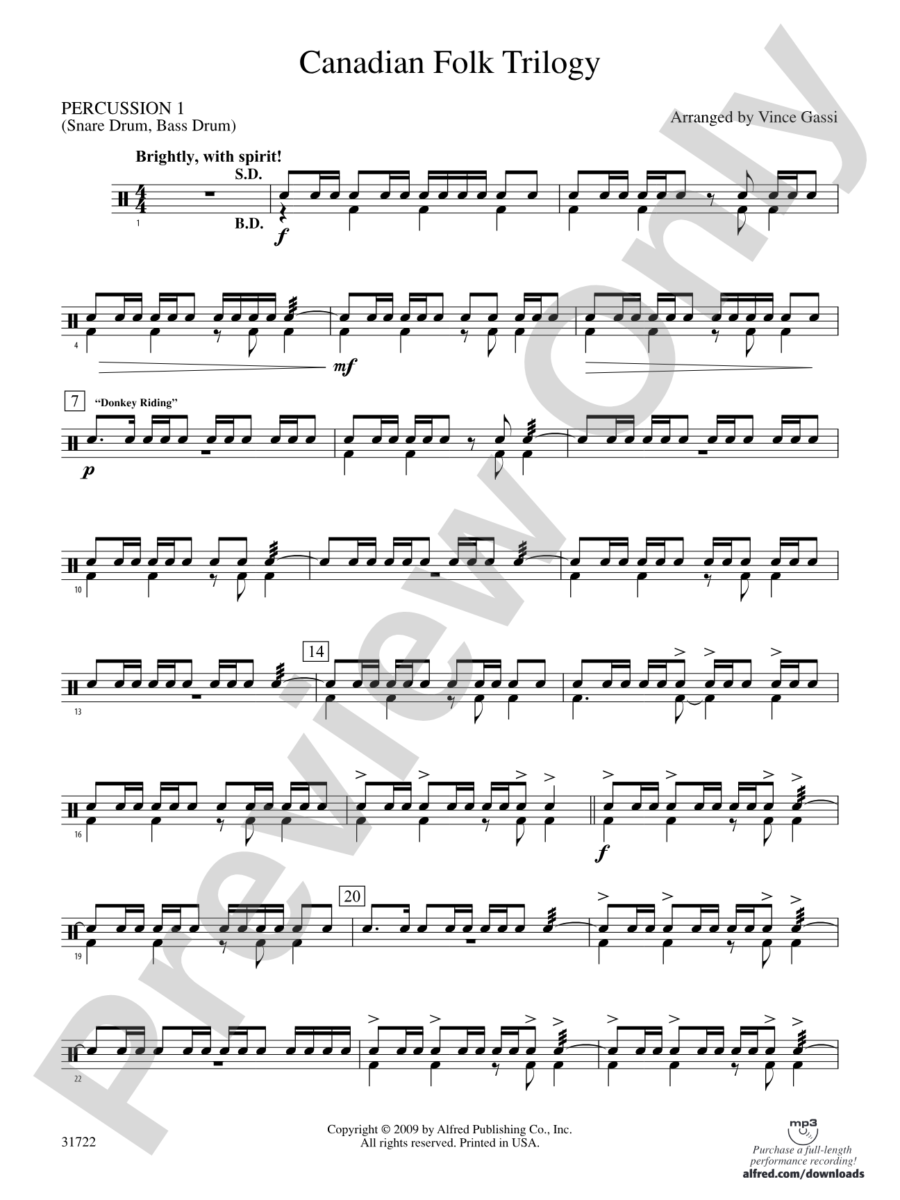 Canadian Folk Trilogy: 1st Percussion
