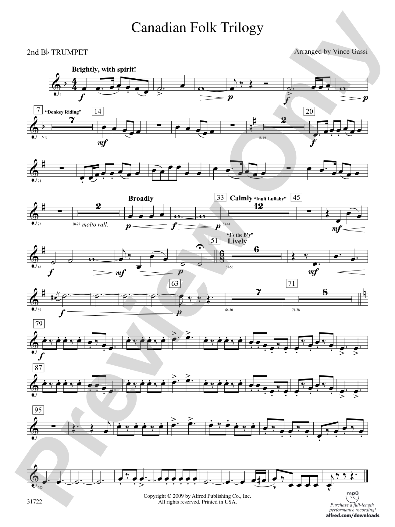 Canadian Folk Trilogy: 2nd B-flat Trumpet