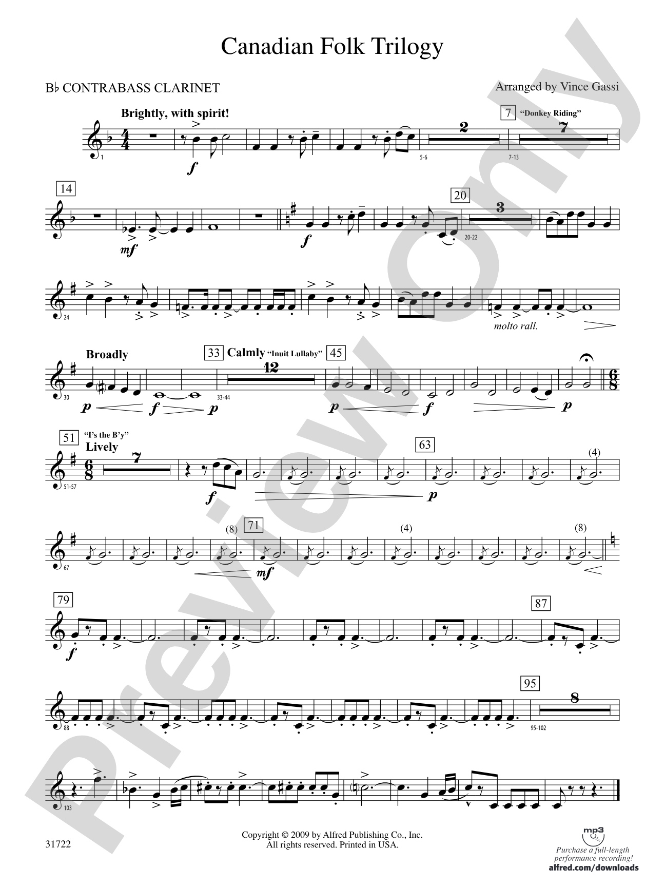 Canadian Folk Trilogy: (wp) B-flat Contrabass Clarinet