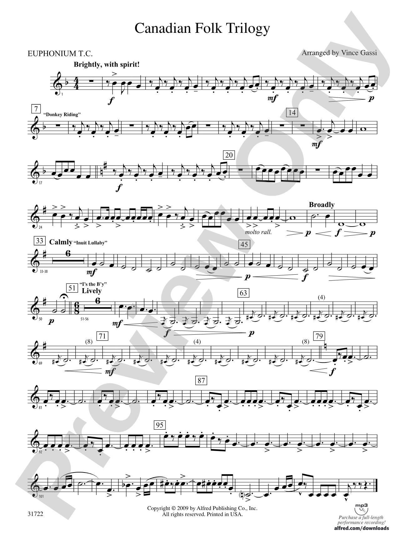 Canadian Folk Trilogy: (wp) Baritone T.C.