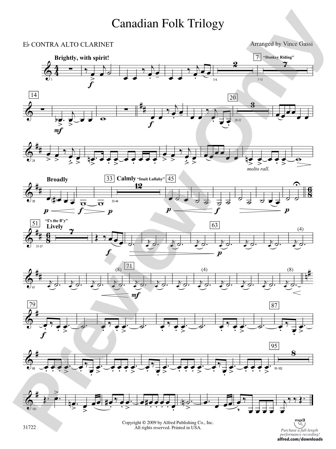 Canadian Folk Trilogy: (wp) E-flat Contrabass Clarinet