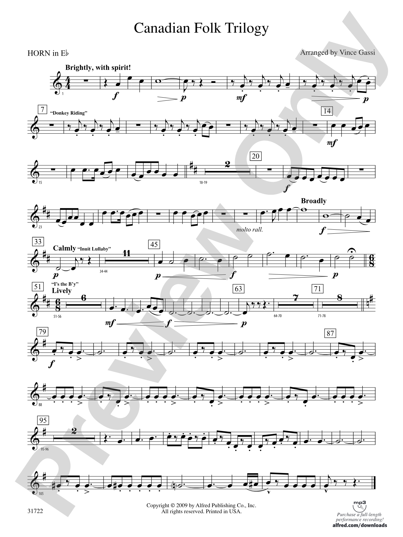 Canadian Folk Trilogy: (wp) 1st Horn in E-flat