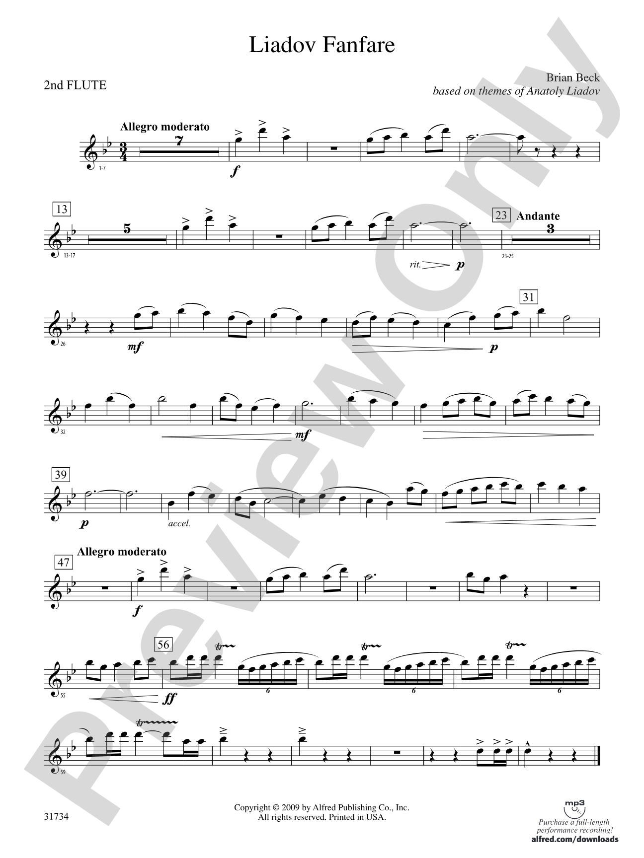 Liadov Fanfare: 2nd Flute
