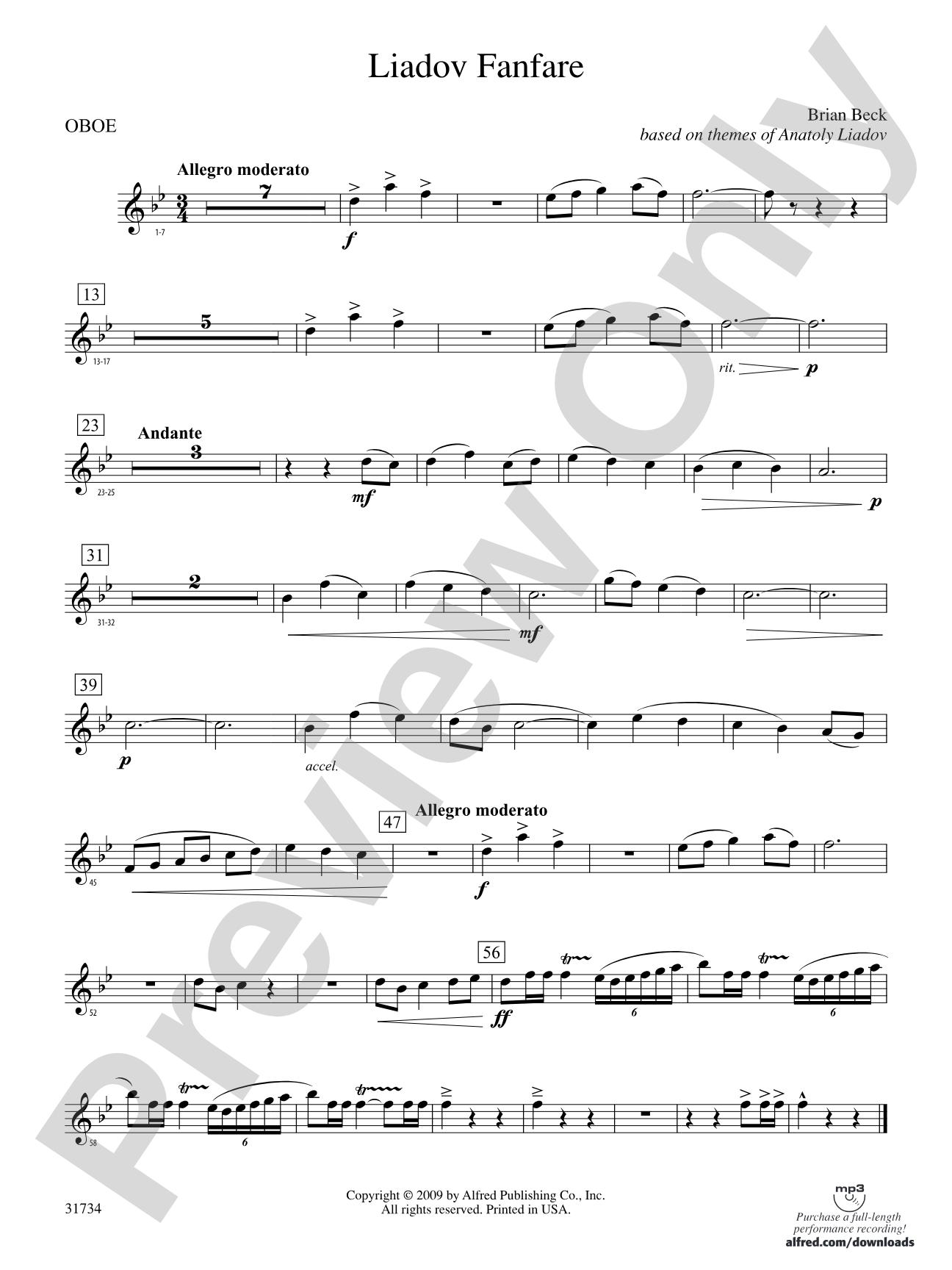 Liadov Fanfare: Oboe