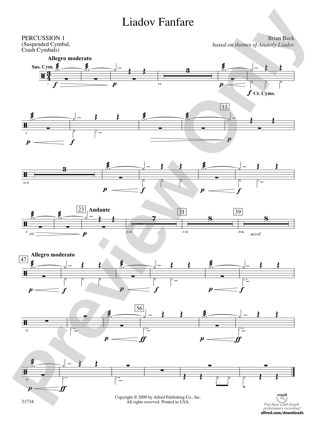 Liadov Fanfare: 1st Percussion
