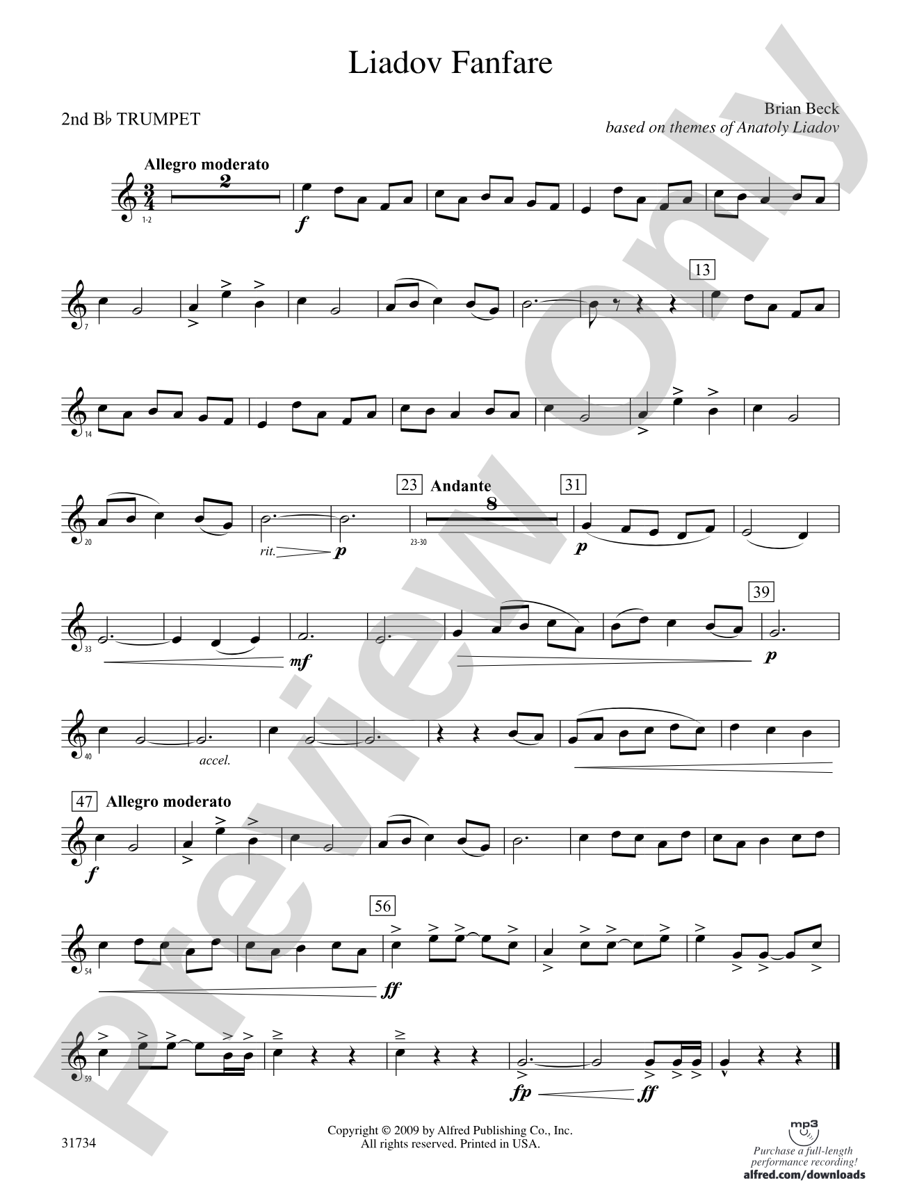 Liadov Fanfare: 2nd B-flat Trumpet