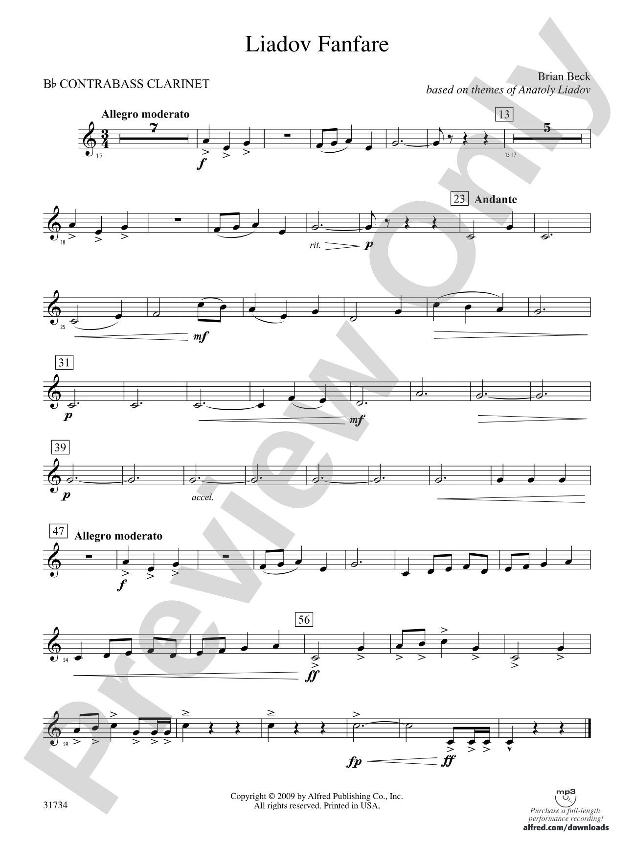 Liadov Fanfare: (wp) B-flat Contrabass Clarinet