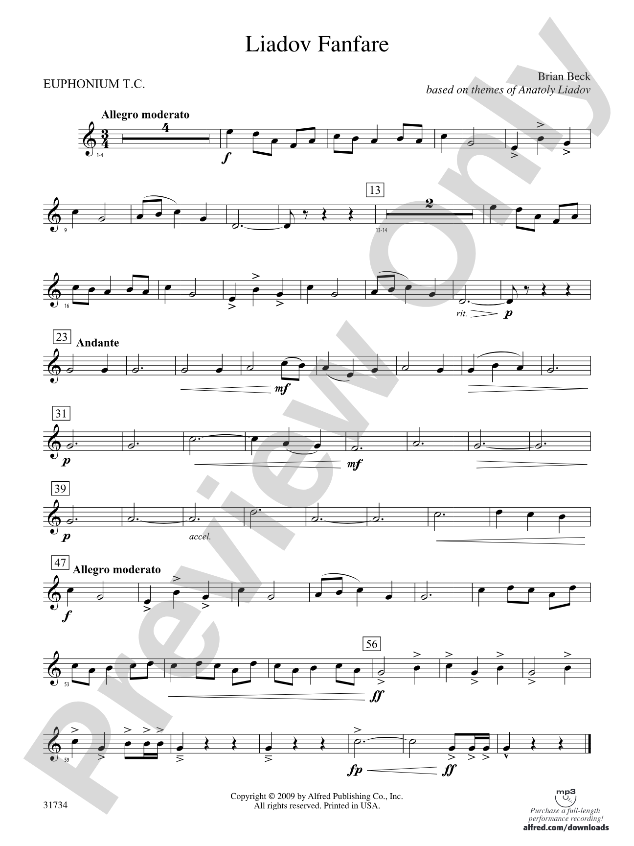 Liadov Fanfare: (wp) Baritone T.C.