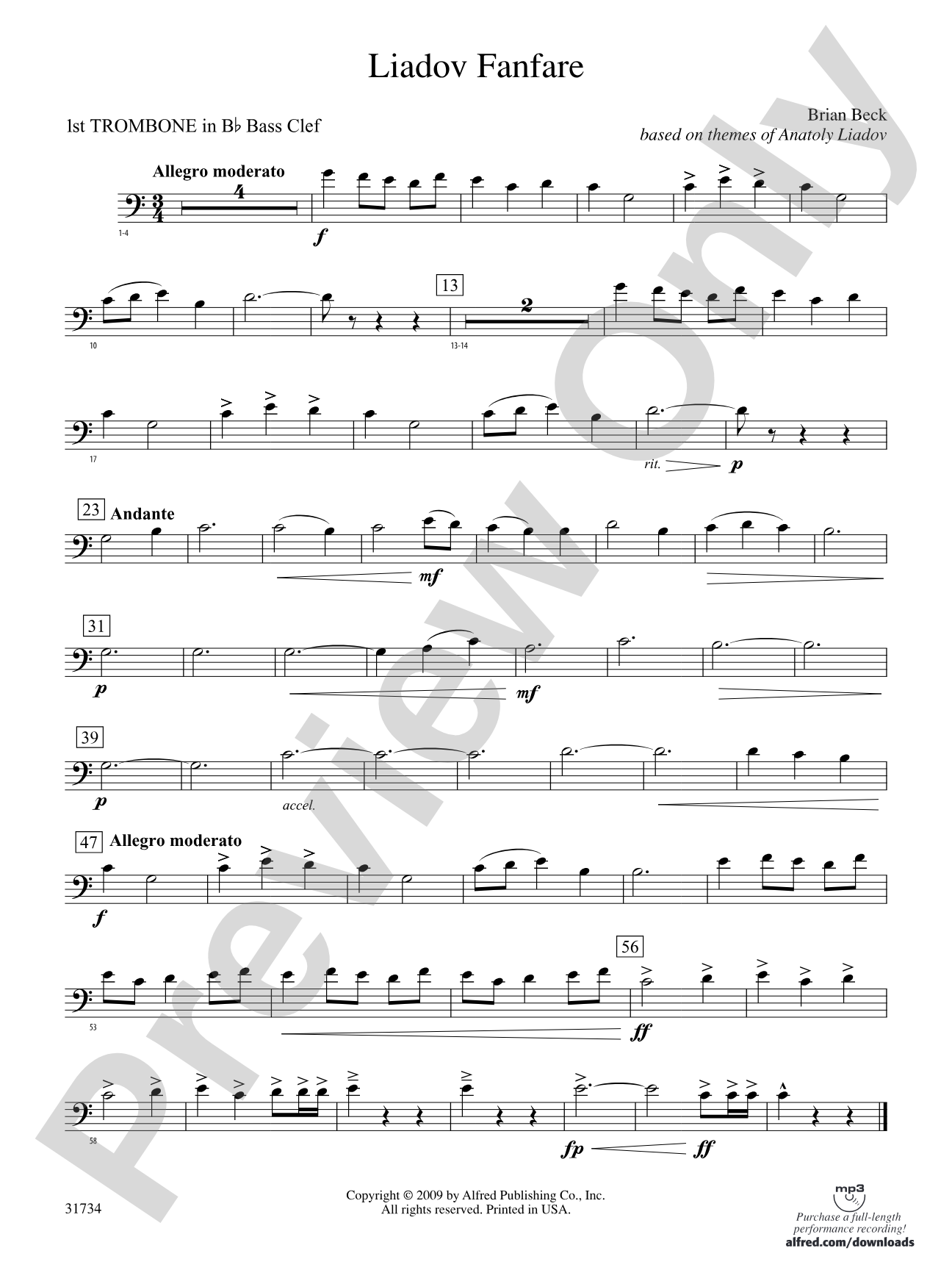 Liadov Fanfare: (wp) 1st B-flat Trombone B.C.