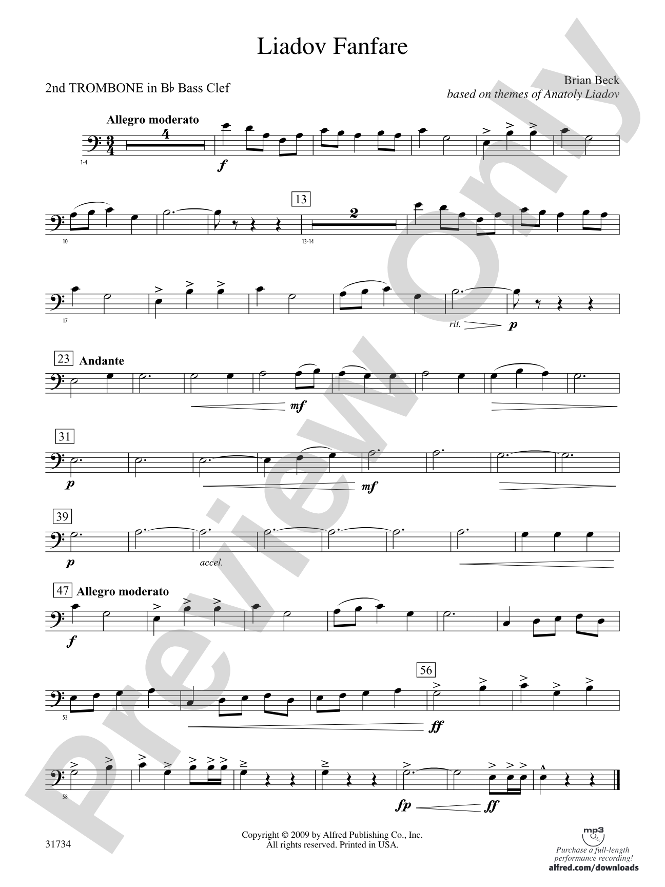 Liadov Fanfare: (wp) 2nd B-flat Trombone B.C.