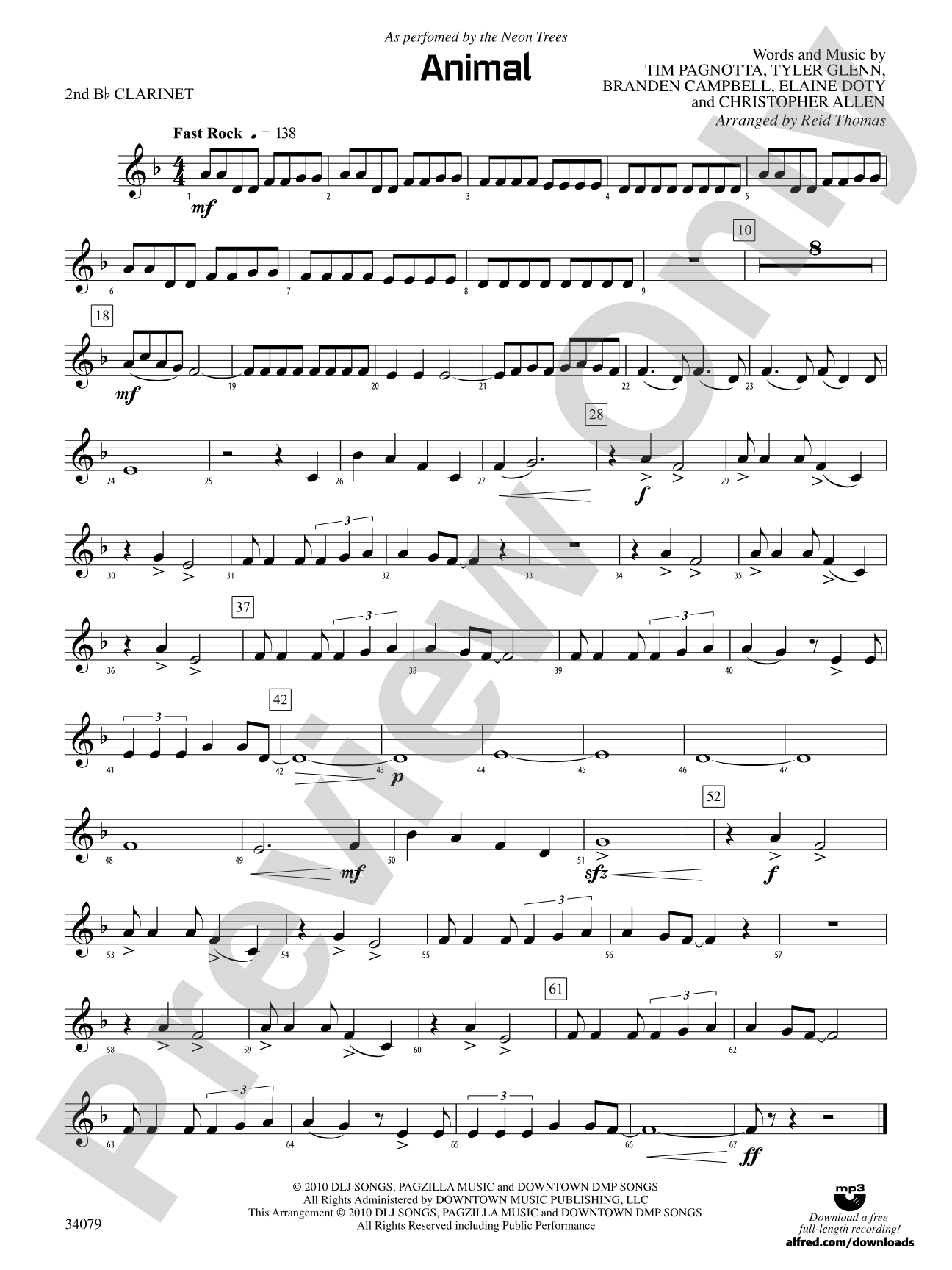 Animal: 2nd B-flat Clarinet