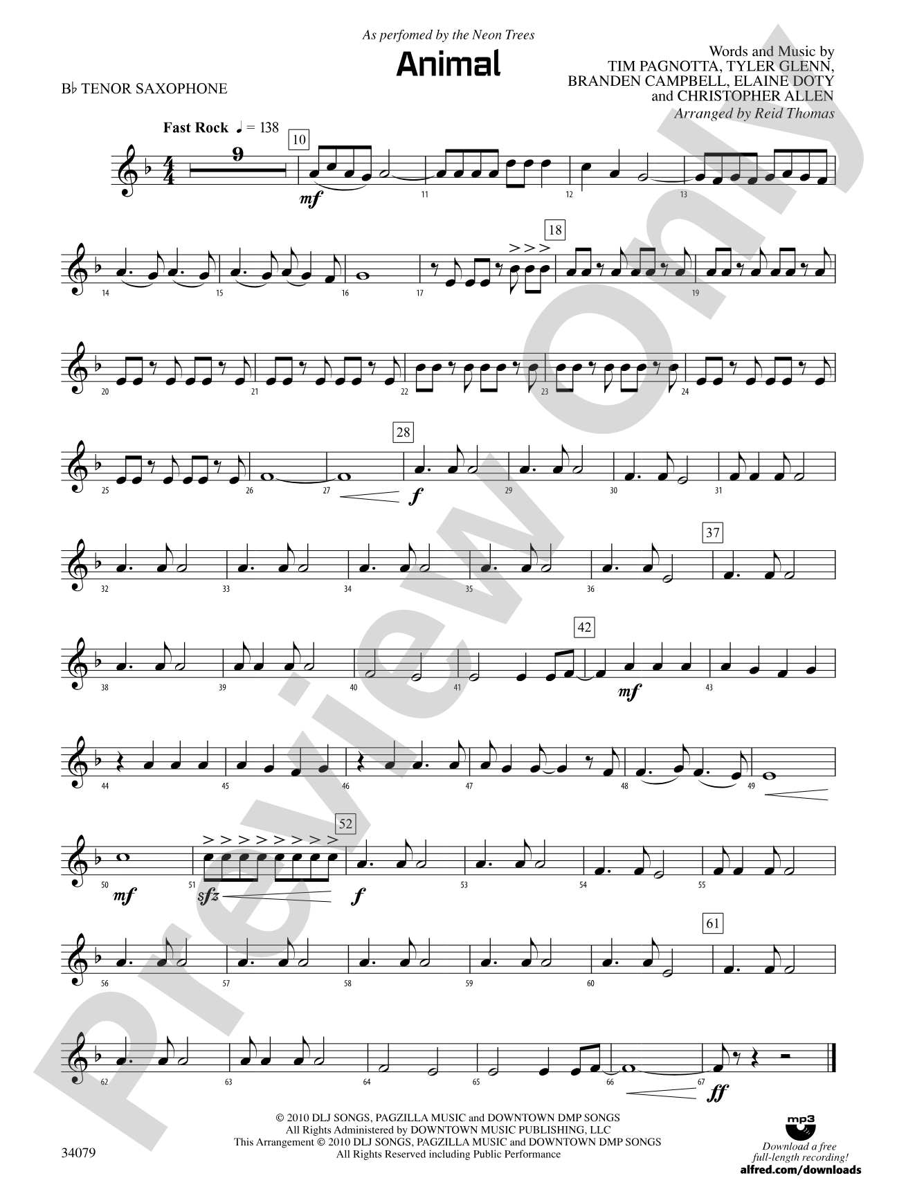 Animal: B-flat Tenor Saxophone