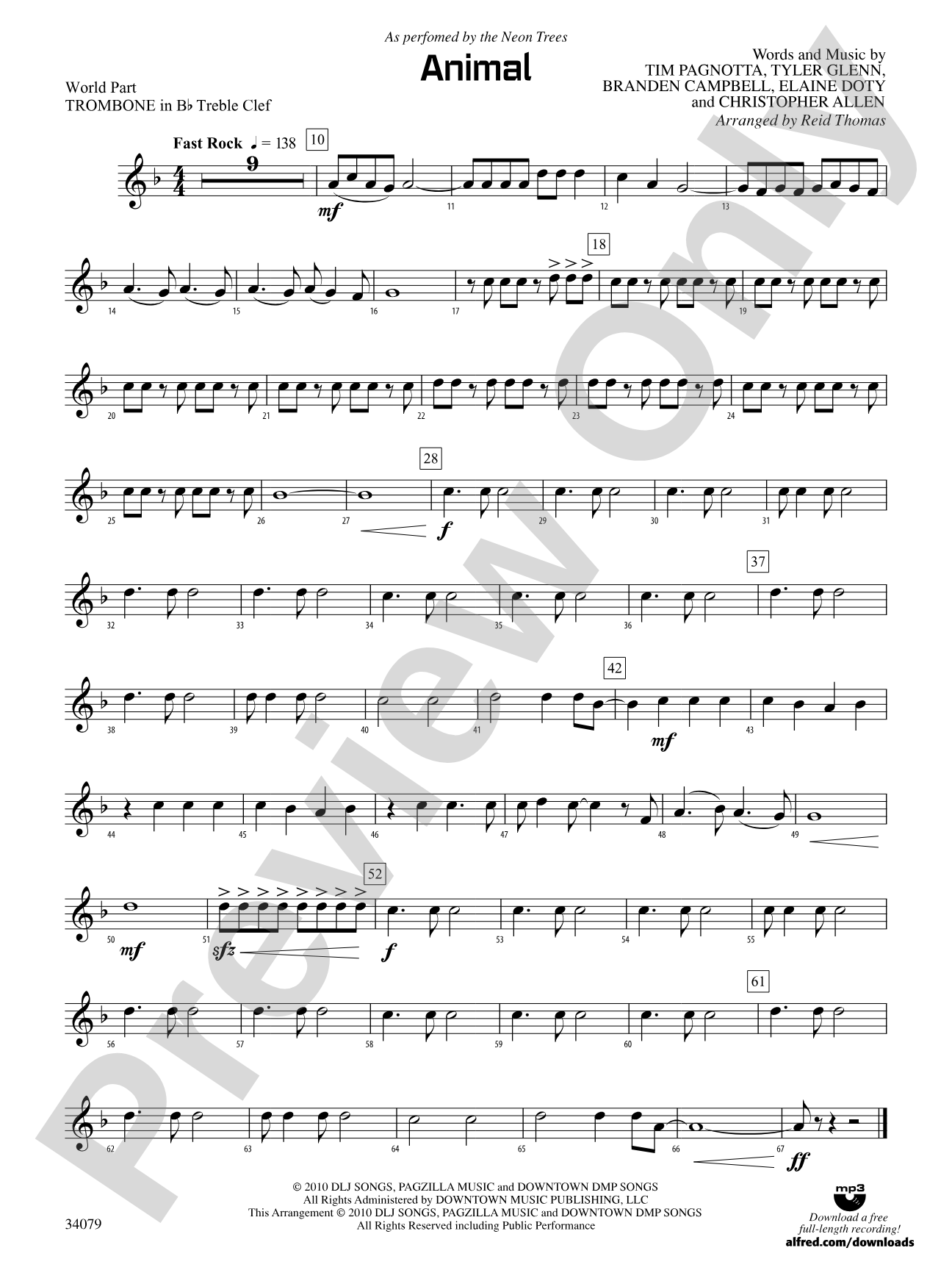 Animal: (wp) 1st B-flat Trombone T.C.