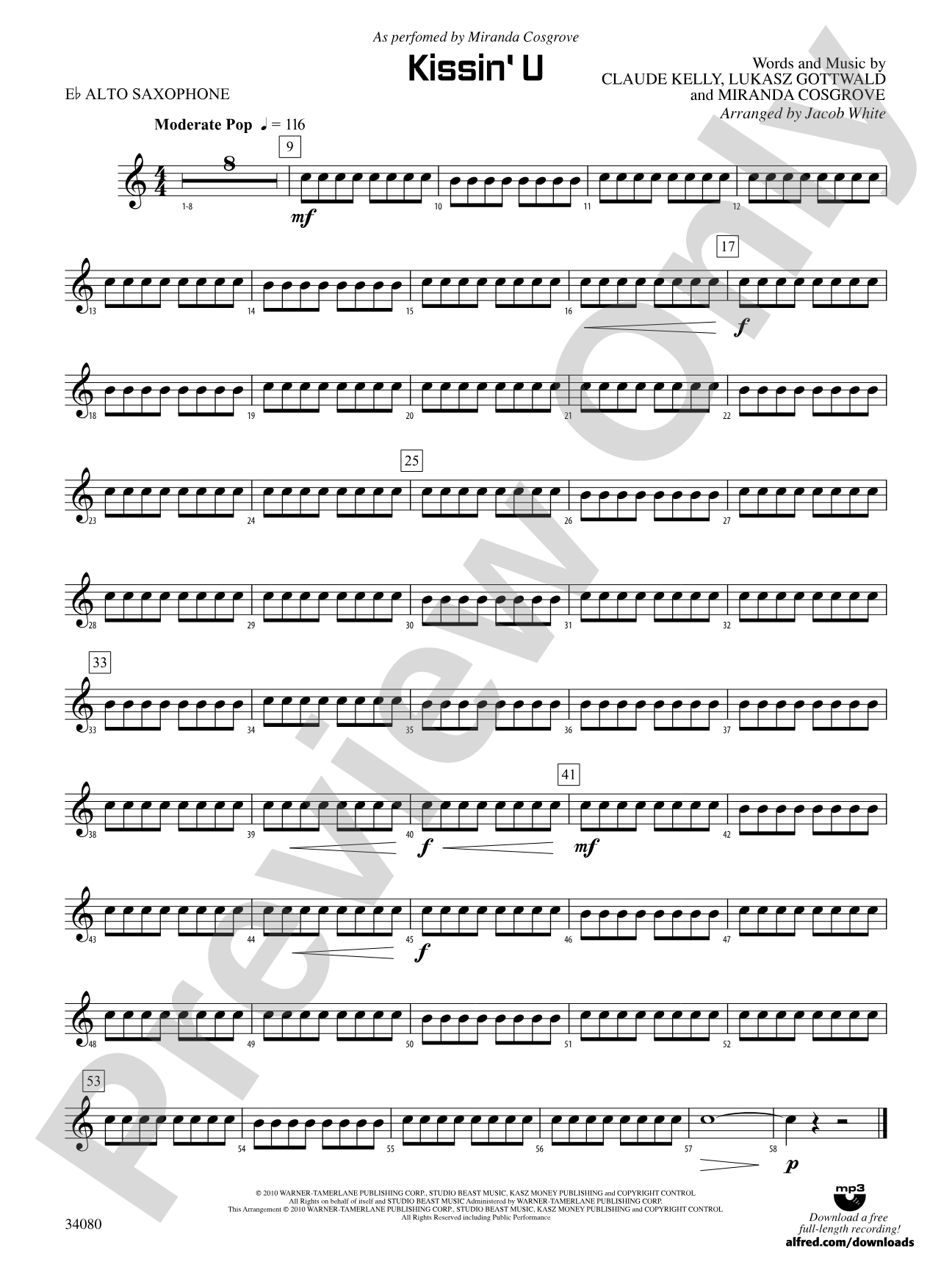 Kissin' U: E-flat Alto Saxophone