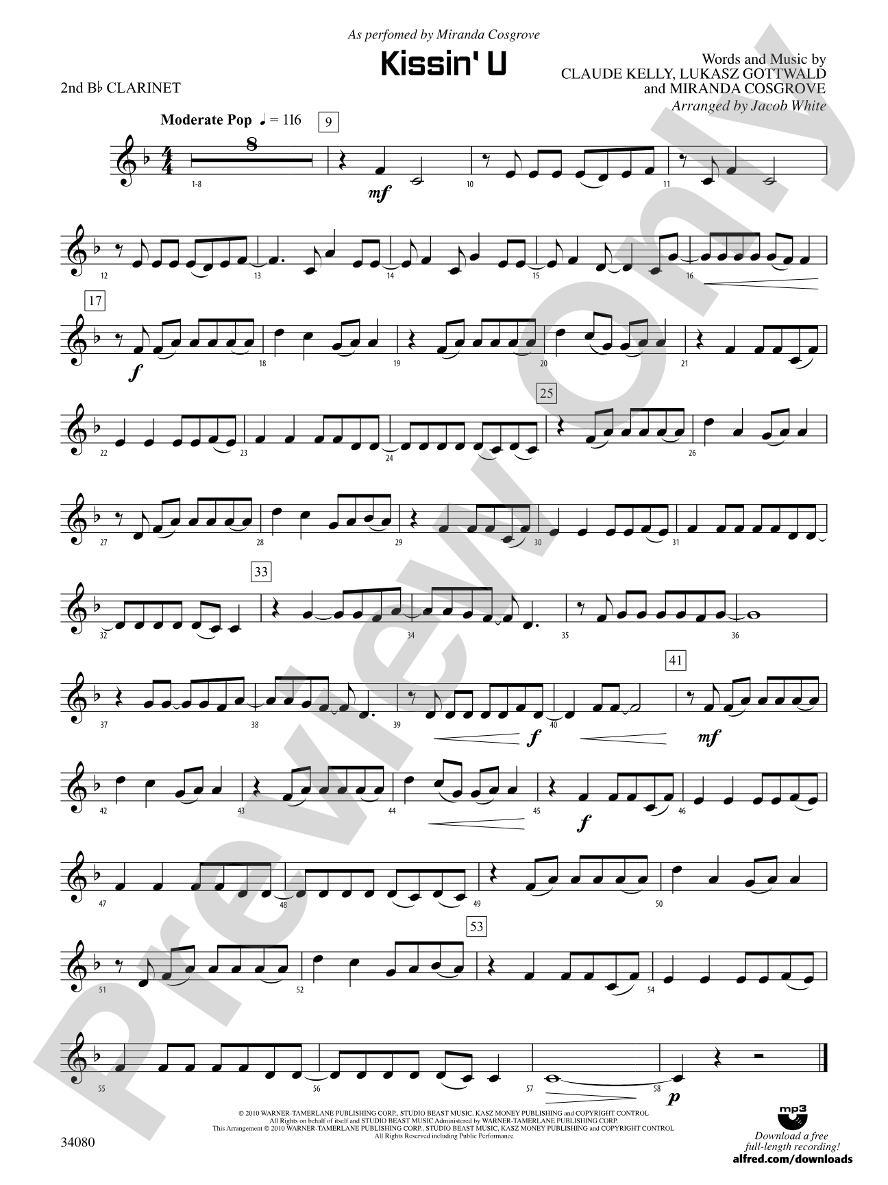 Kissin' U: 2nd B-flat Clarinet