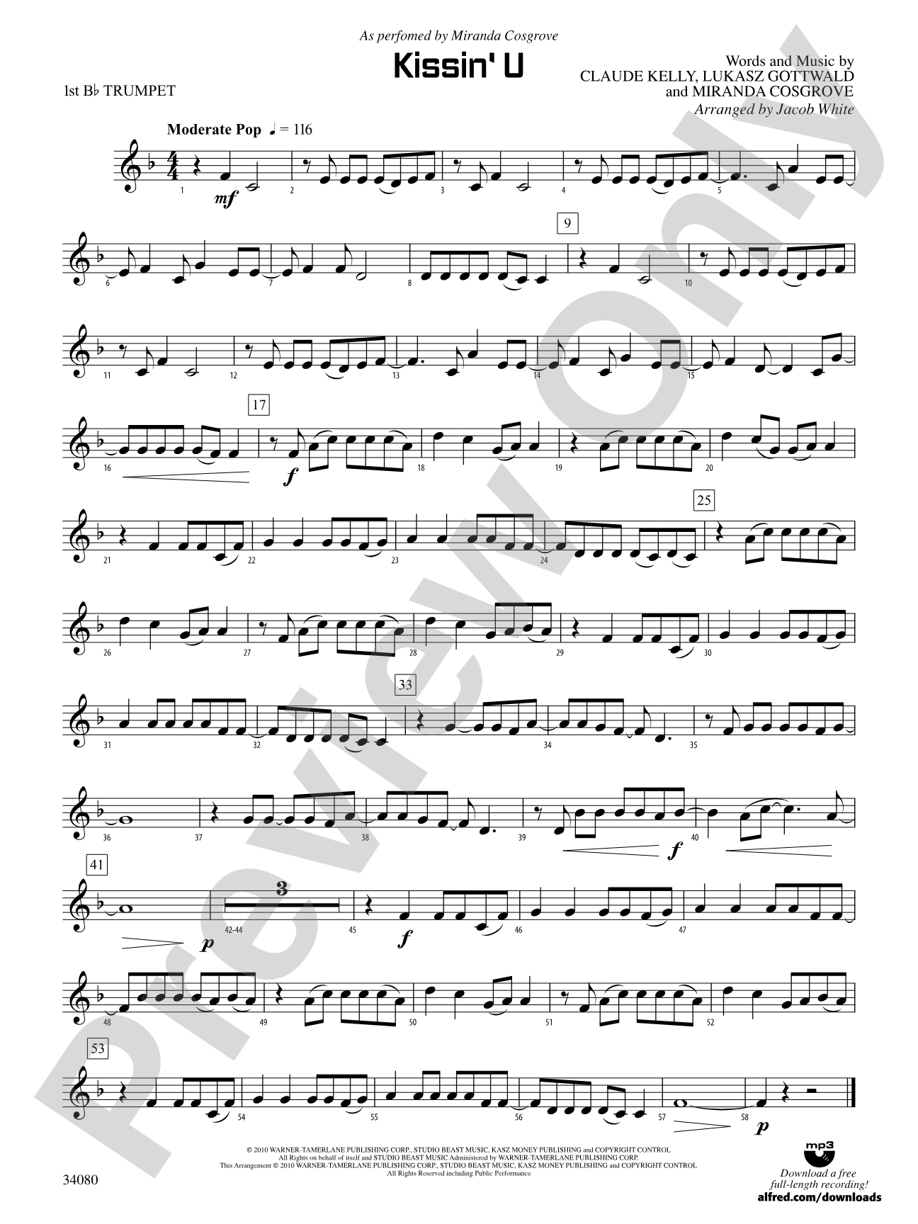 Kissin' U: 1st B-flat Trumpet