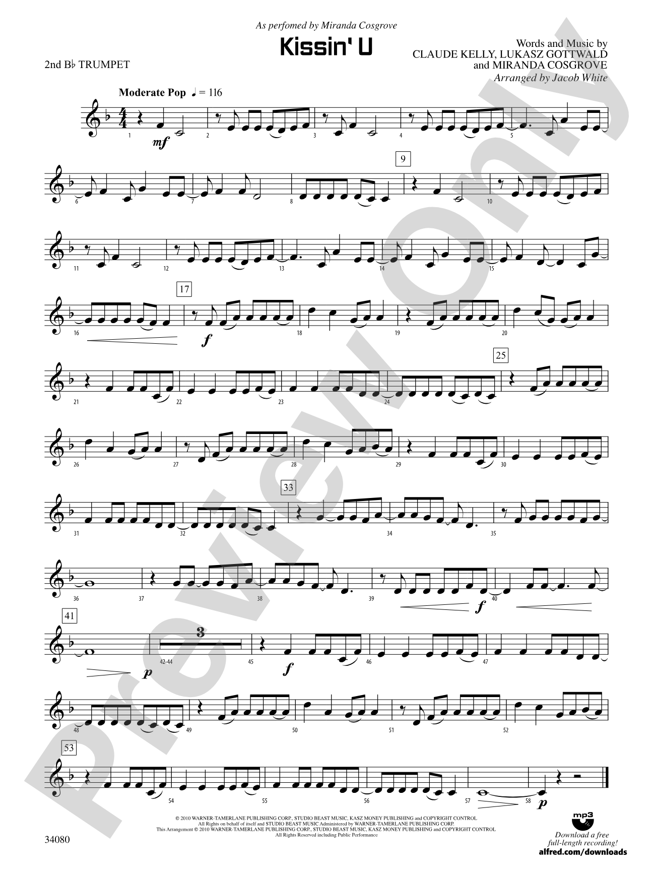 Kissin' U: 2nd B-flat Trumpet