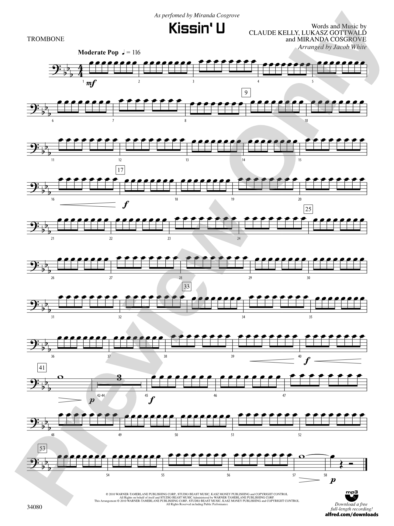 Kissin' U: 1st Trombone