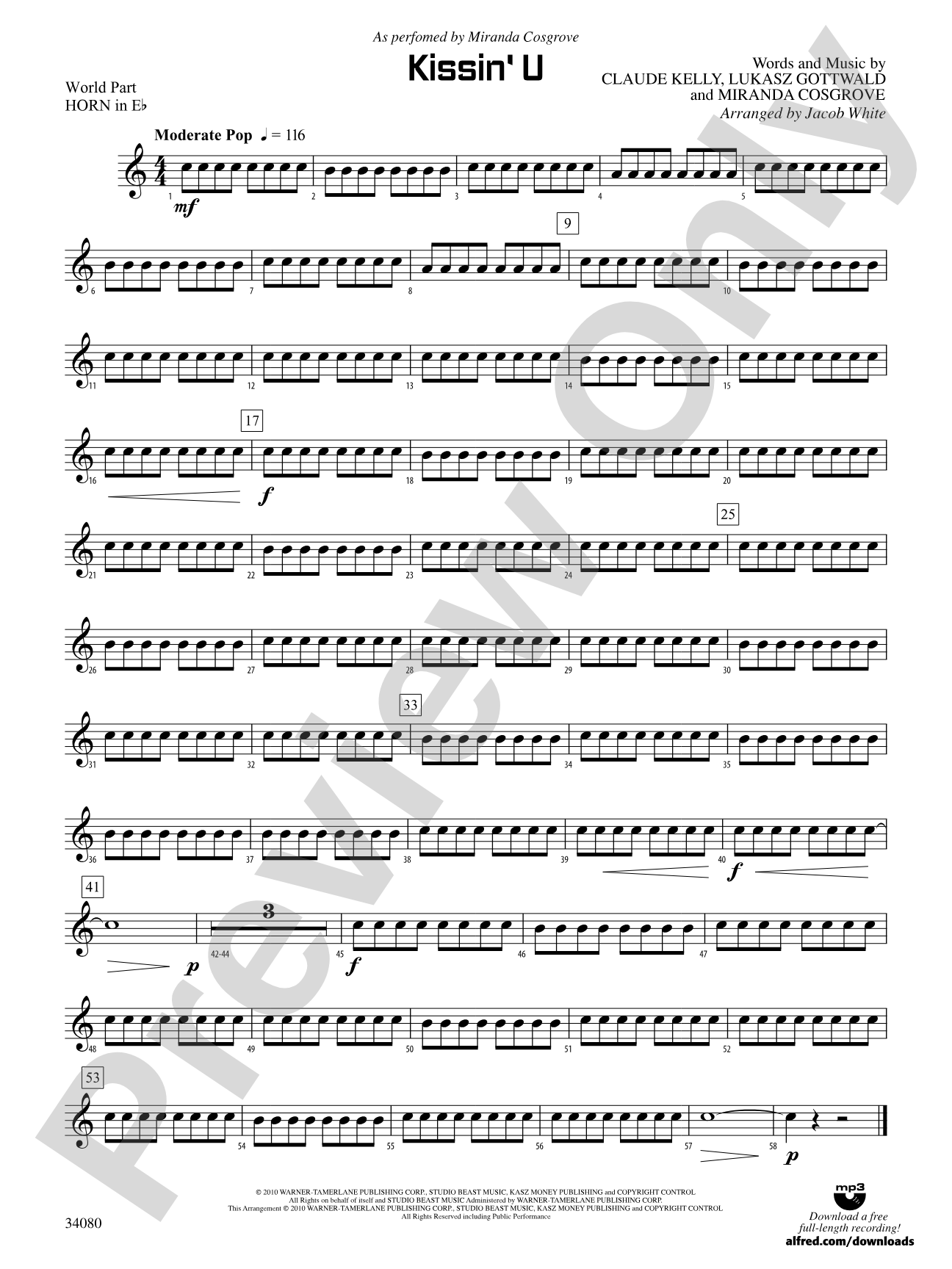 Kissin' U: (wp) 1st Horn in E-flat