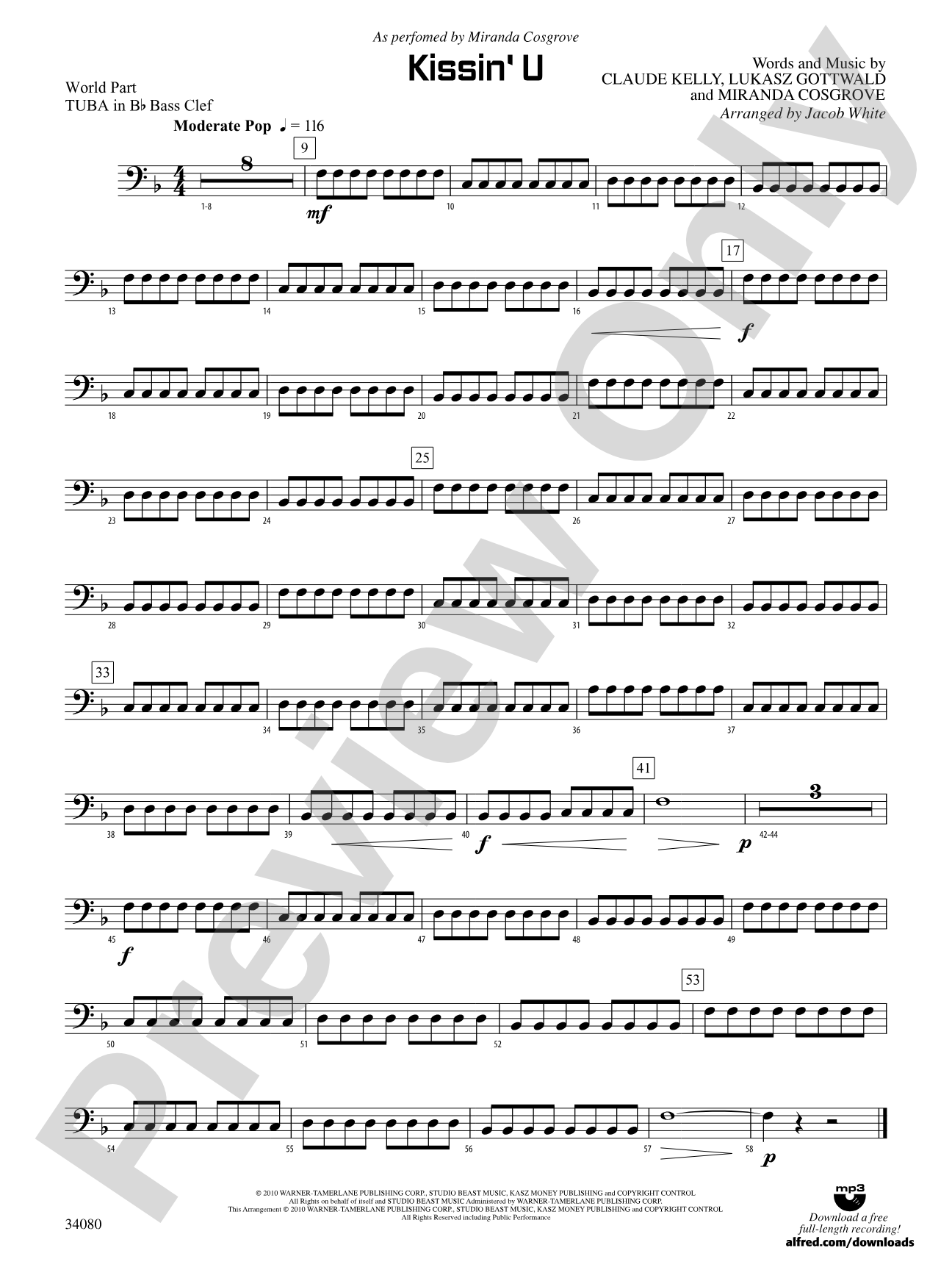 Kissin' U: (wp) B-flat Tuba B.C.