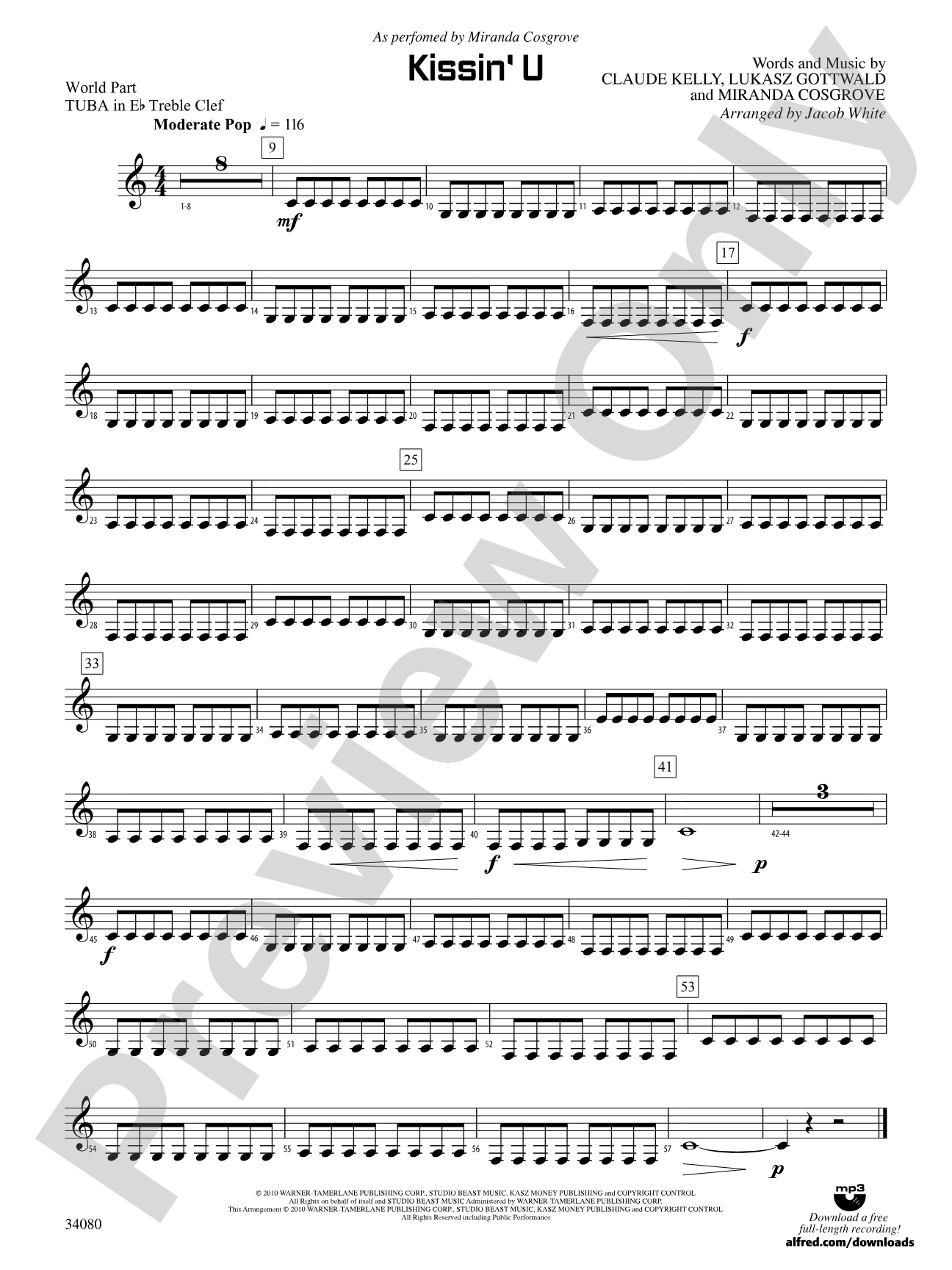 Kissin' U: (wp) E-flat Tuba T.C.