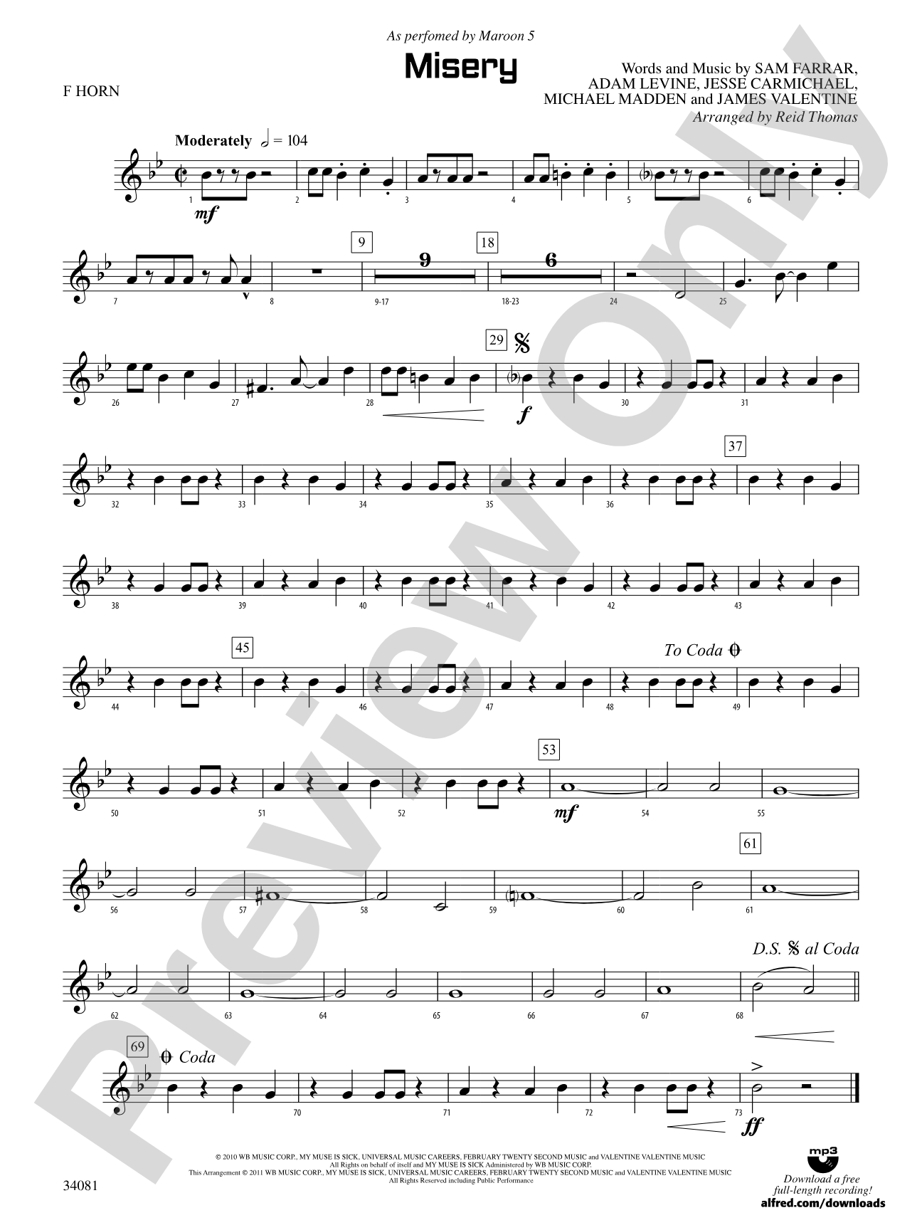 Misery: 1st F Horn