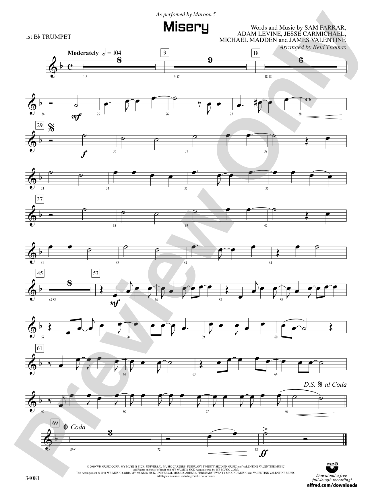 Misery: 1st B-flat Trumpet