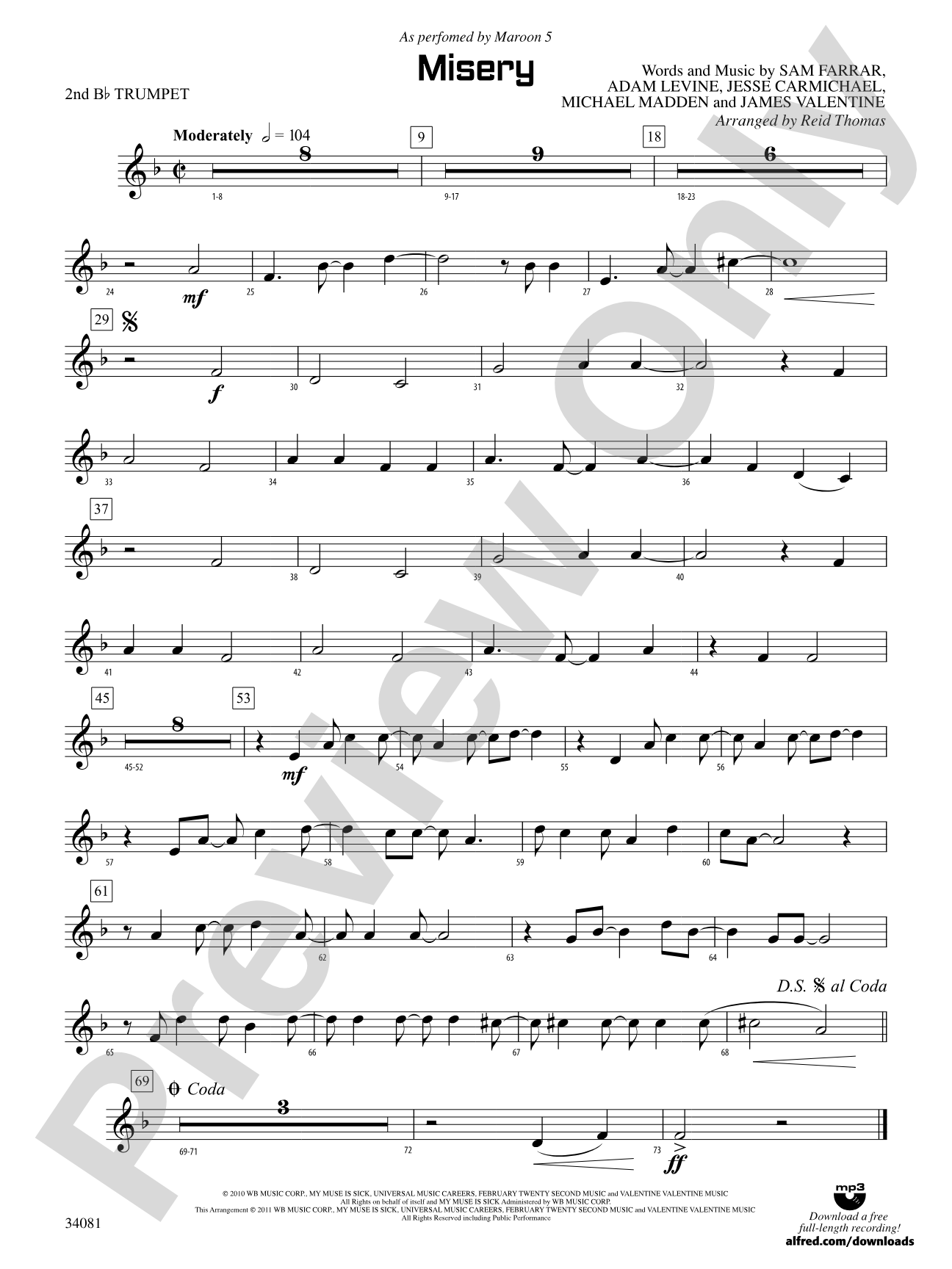 Misery: 2nd B-flat Trumpet