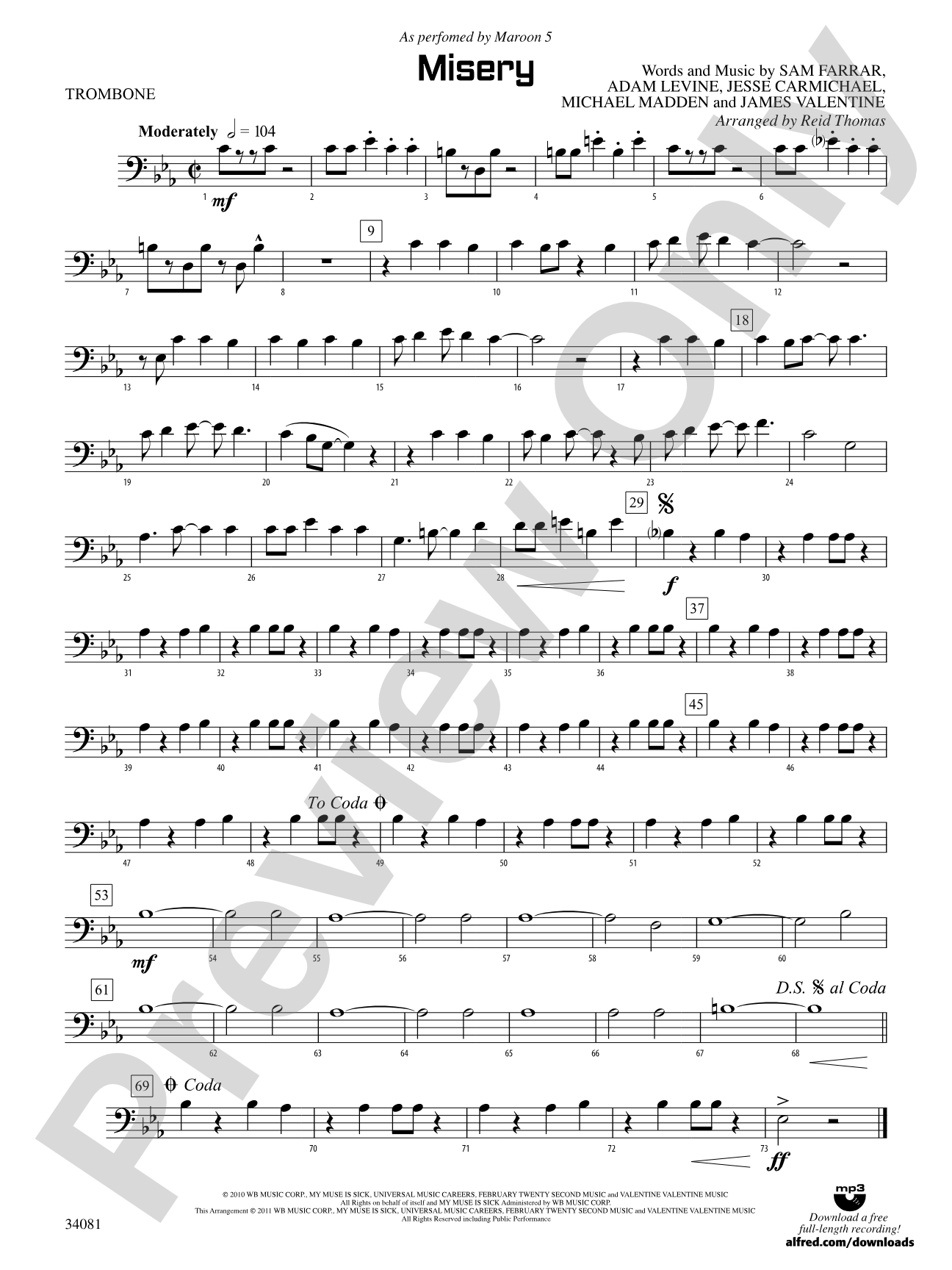 Misery: 1st Trombone