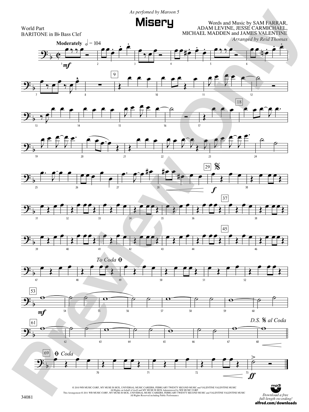Misery: (wp) Bb Baritone B.C. 1