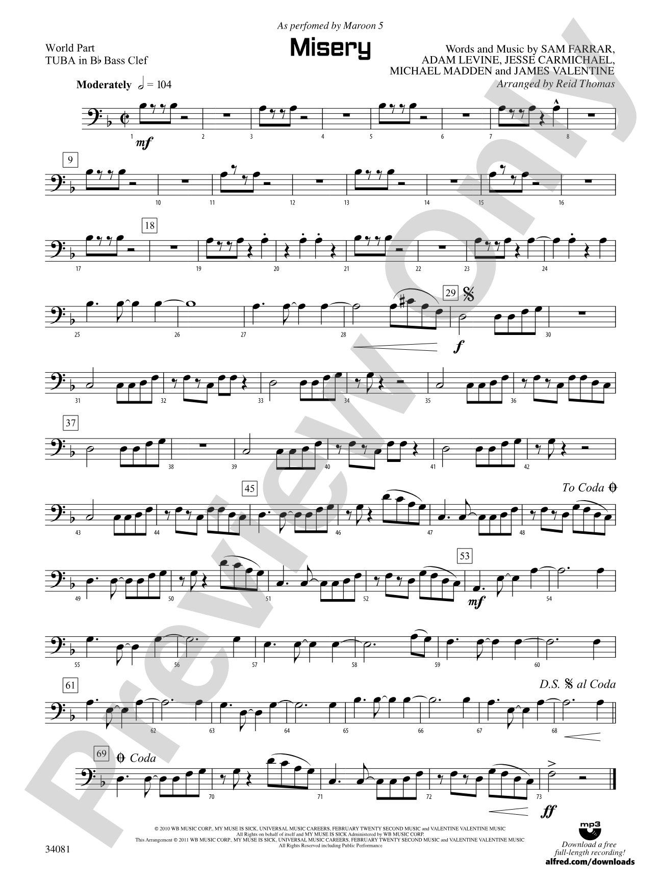 Misery: (wp) B-flat Tuba B.C.
