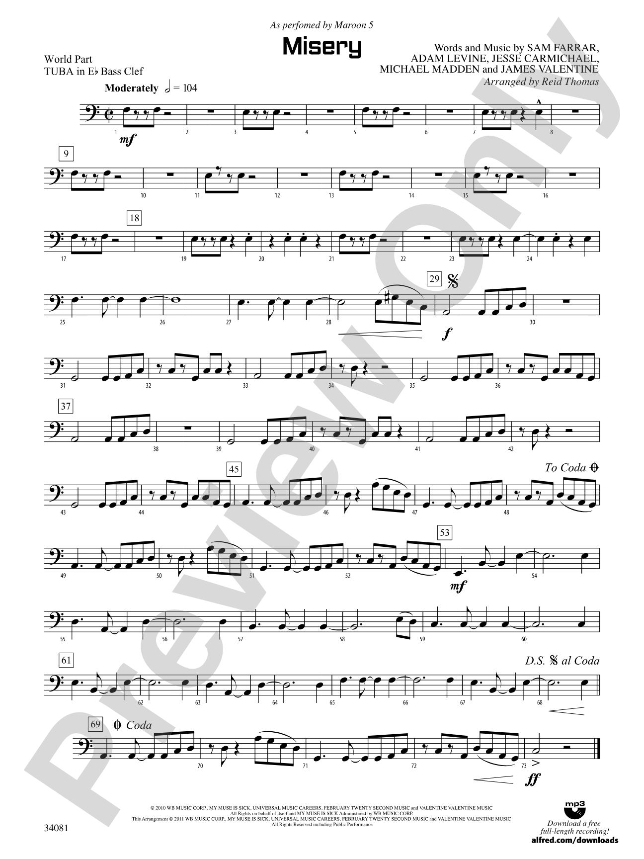Misery: (wp) E-flat Tuba B.C.