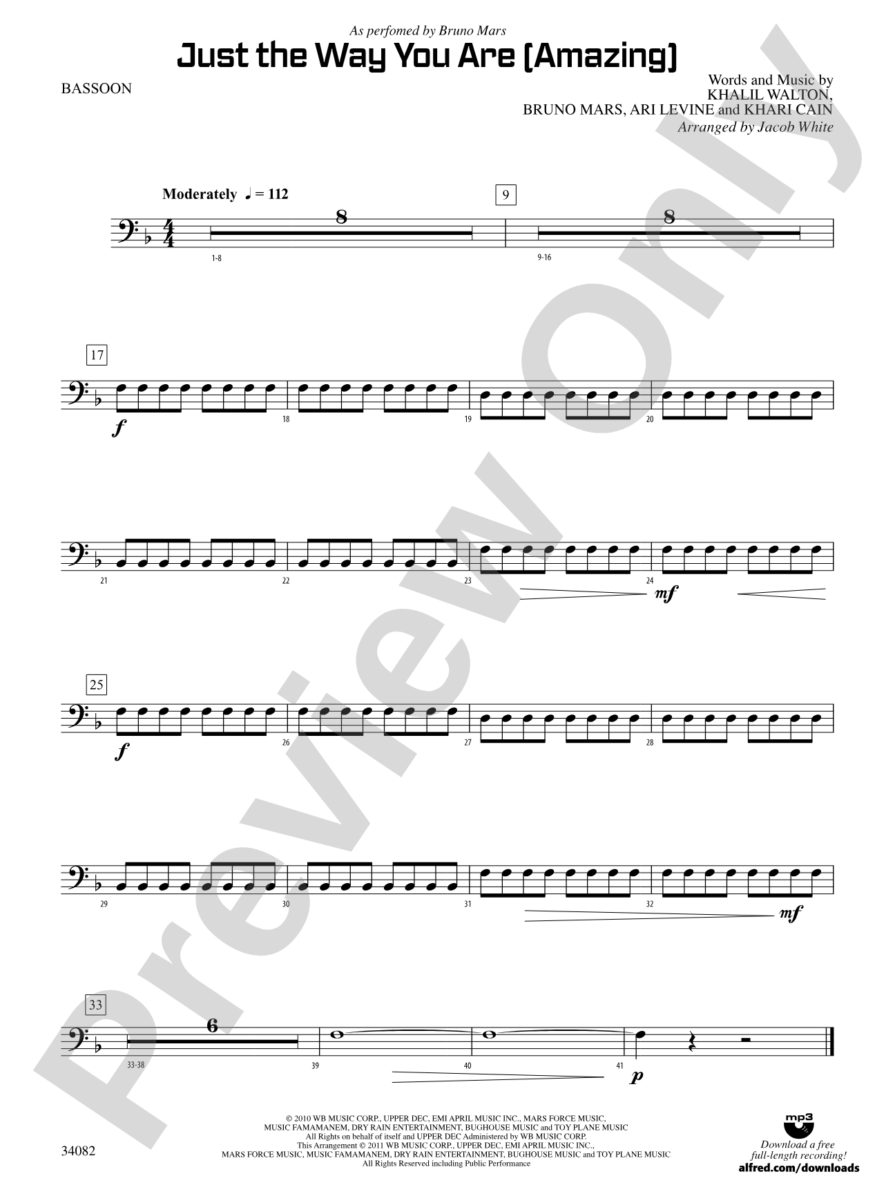 Just the Way You Are (Amazing): Bassoon